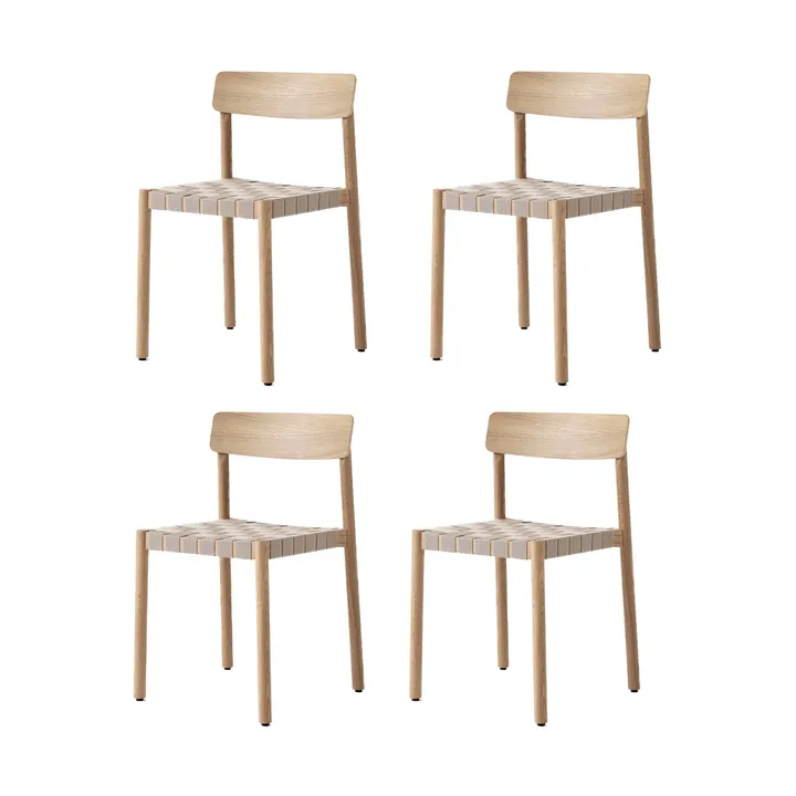 Silla Betty TK1, Roble-natural asiento trenzado en lino, pack de 4 - &Tradition