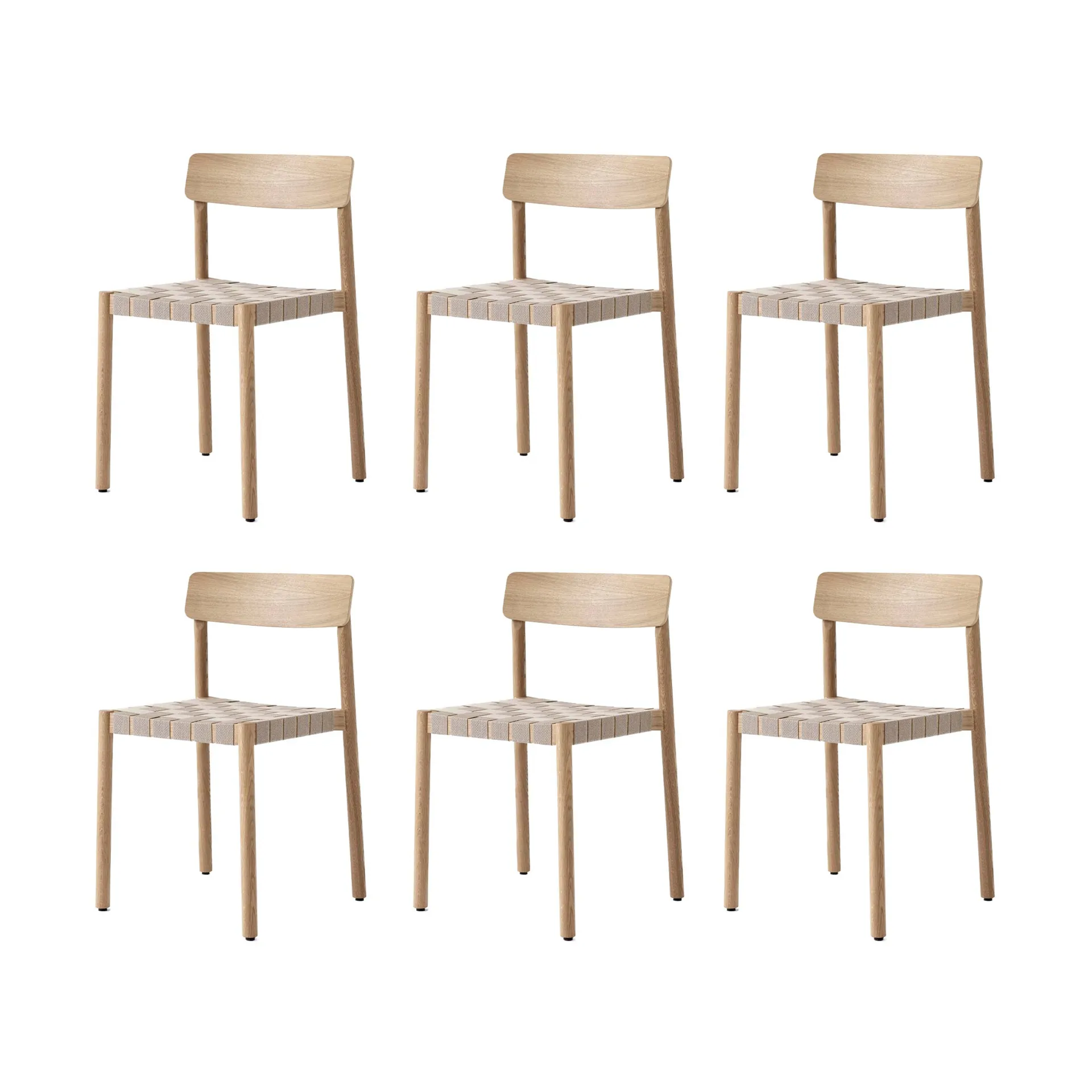Silla Betty TK1, Roble-natural asiento trenzado en lino, pack de 6 &Tradition