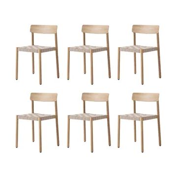 Silla Betty TK1, Roble-natural asiento trenzado en lino, pack de 6 - &Tradition