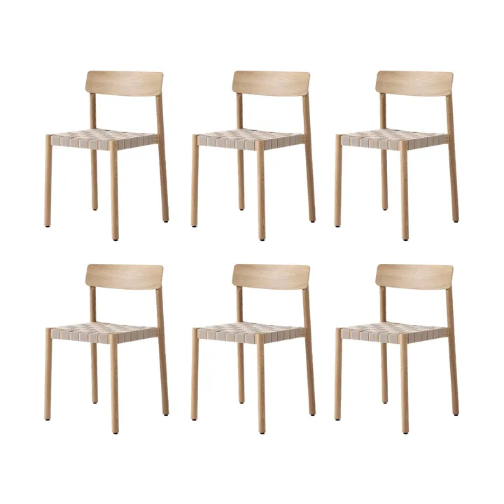 Silla Betty TK1, Roble-natural asiento trenzado en lino, pack de 6 - &Tradition