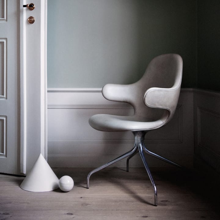 Silla de oficina Catch JH2, Tela remix 242 beige/grey, base giratoria negra &Tradition