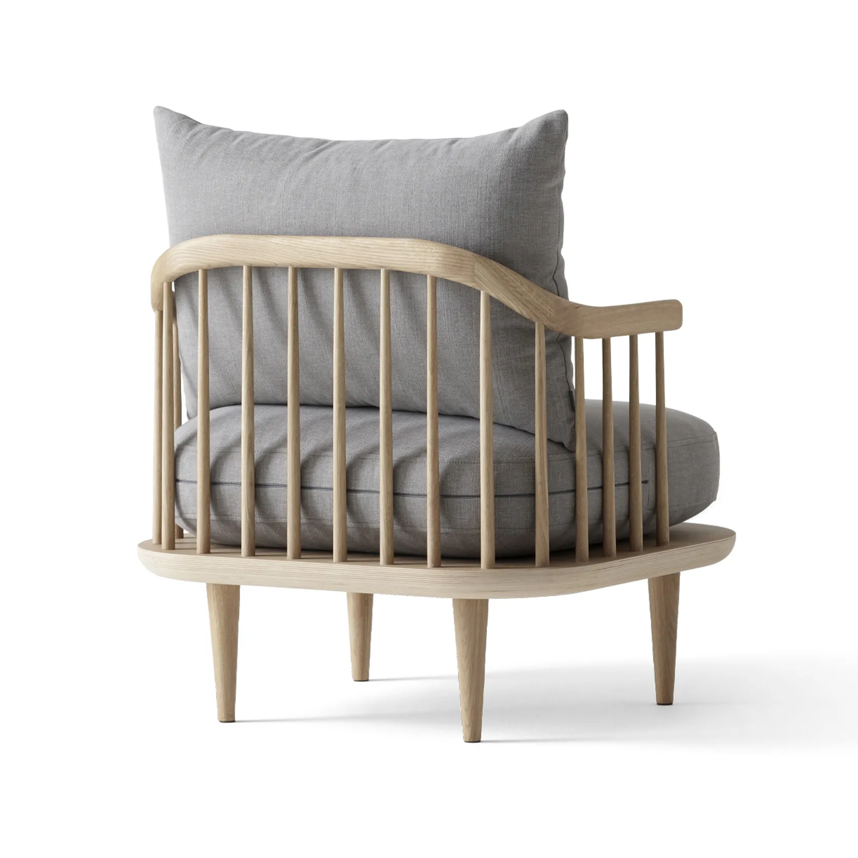 Silla Fly SC10, roble barnizado blanco, gris claro &Tradition