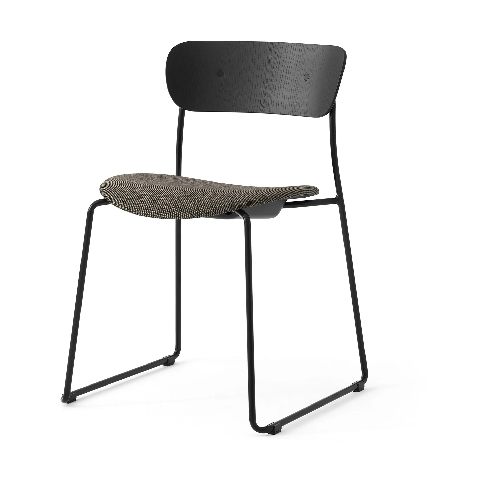 Silla Pavilion AV52 con asiento tapizado, Black-Fuse 0351 &Tradition