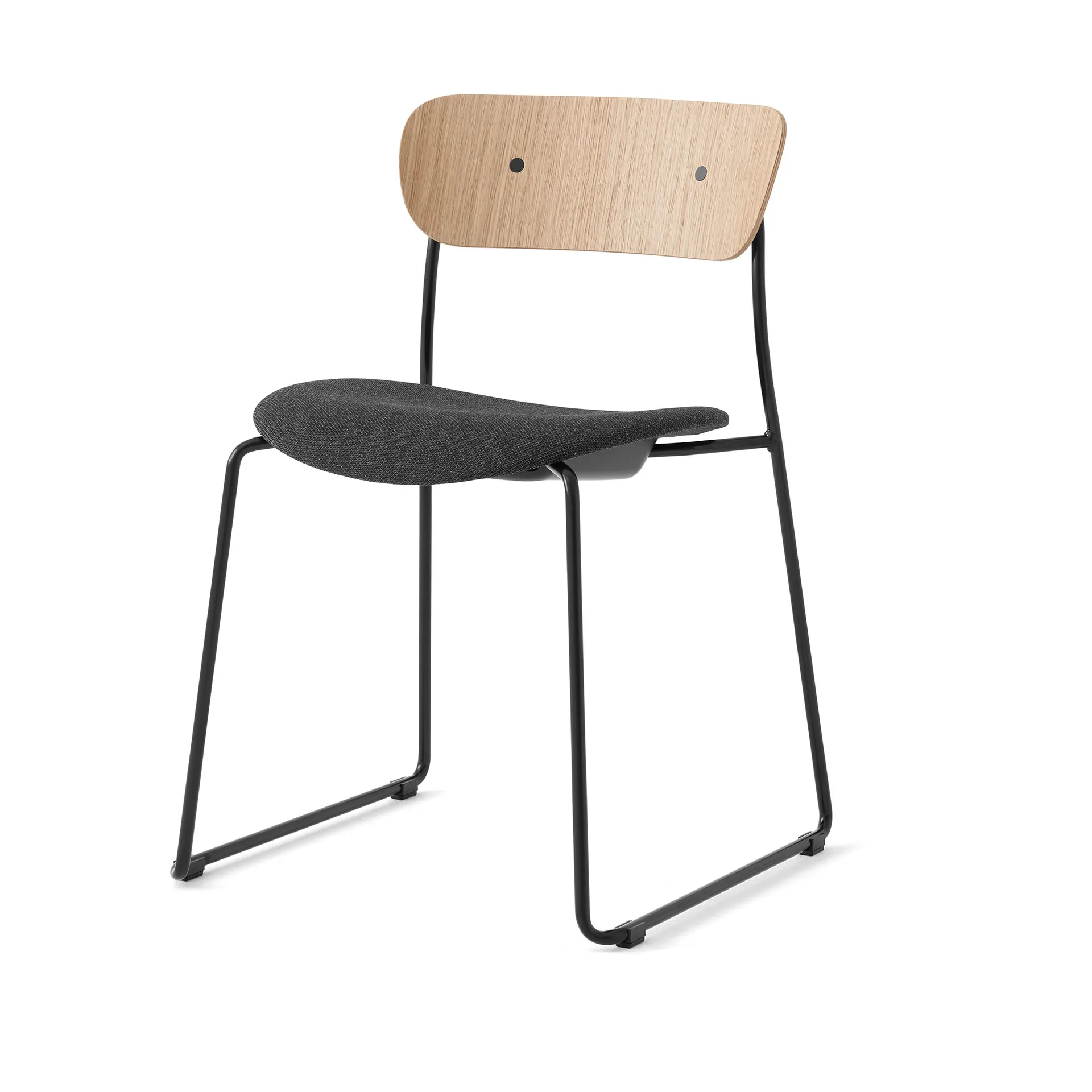 Silla Pavilion AV52 con asiento tapizado, Black-Re-wool 0198 &Tradition