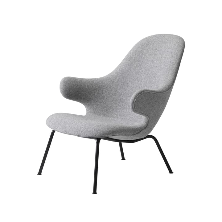Sillón Catch JH14, Tela hallingdal 110 grey, base de acero lacado negro &Tradition
