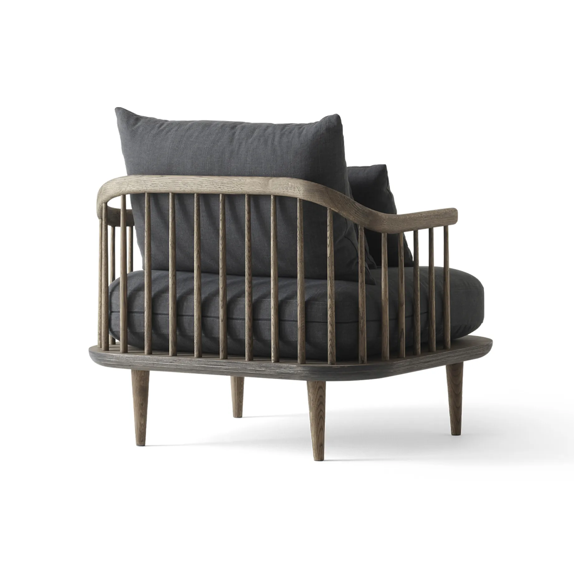 Sillón Fly SC1, Roble aceitado ahumado + tela gris &Tradition