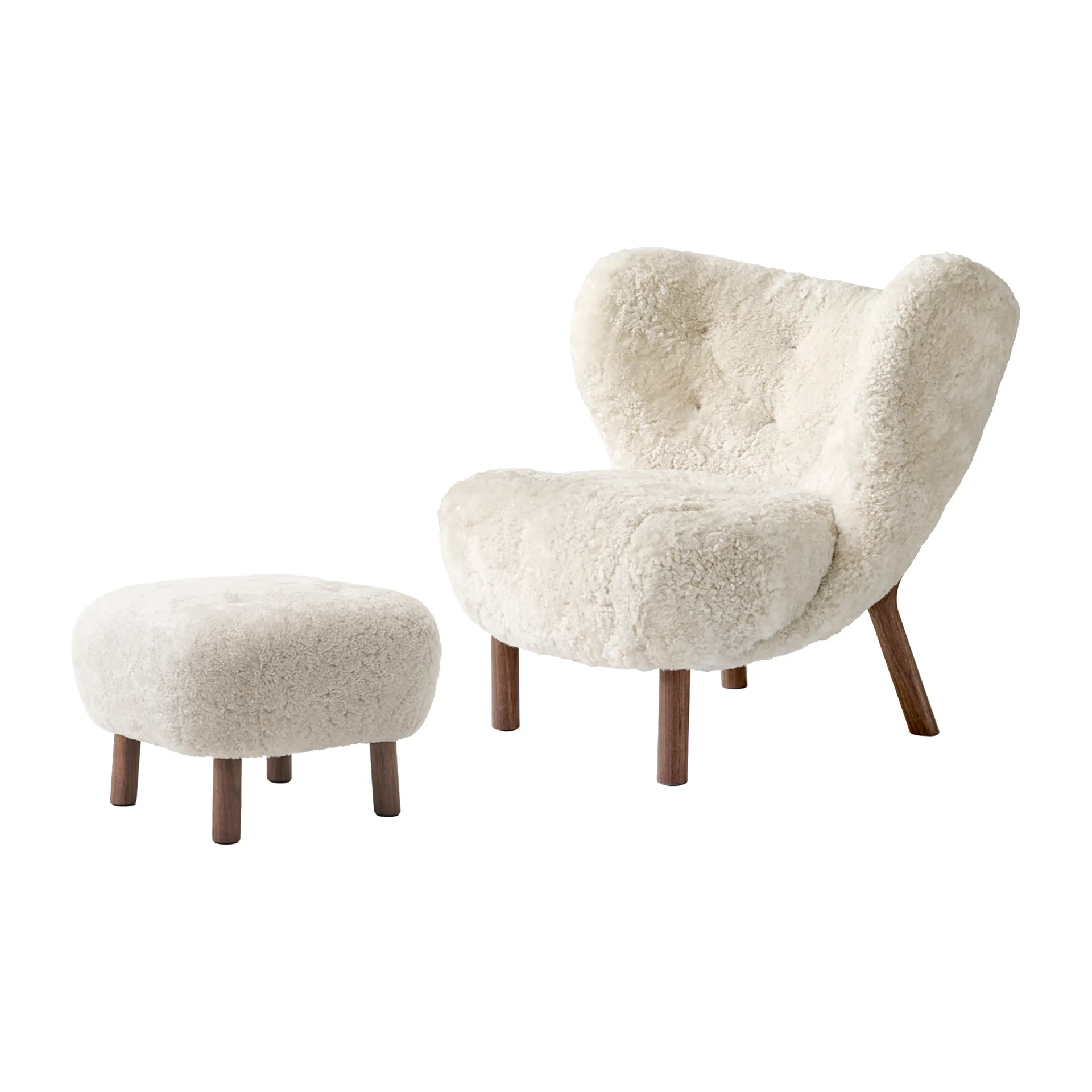 Sillón Little Petra VB1 incl. puf ATD1, nogal aceitado-Moonlight &Tradition