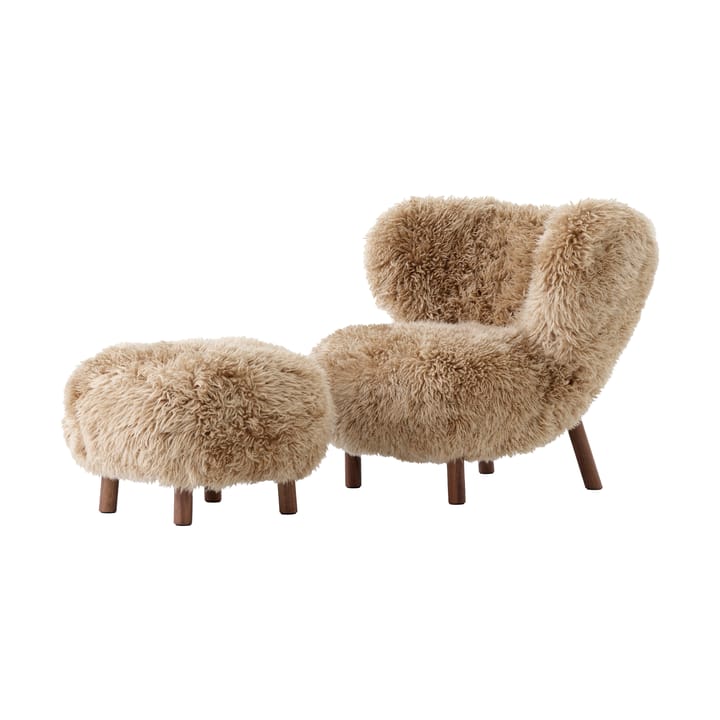 Sillón Little Petra VB1 incl. puf ATD1 - Nogal aceitado-Sheepskin honey - &Tradition