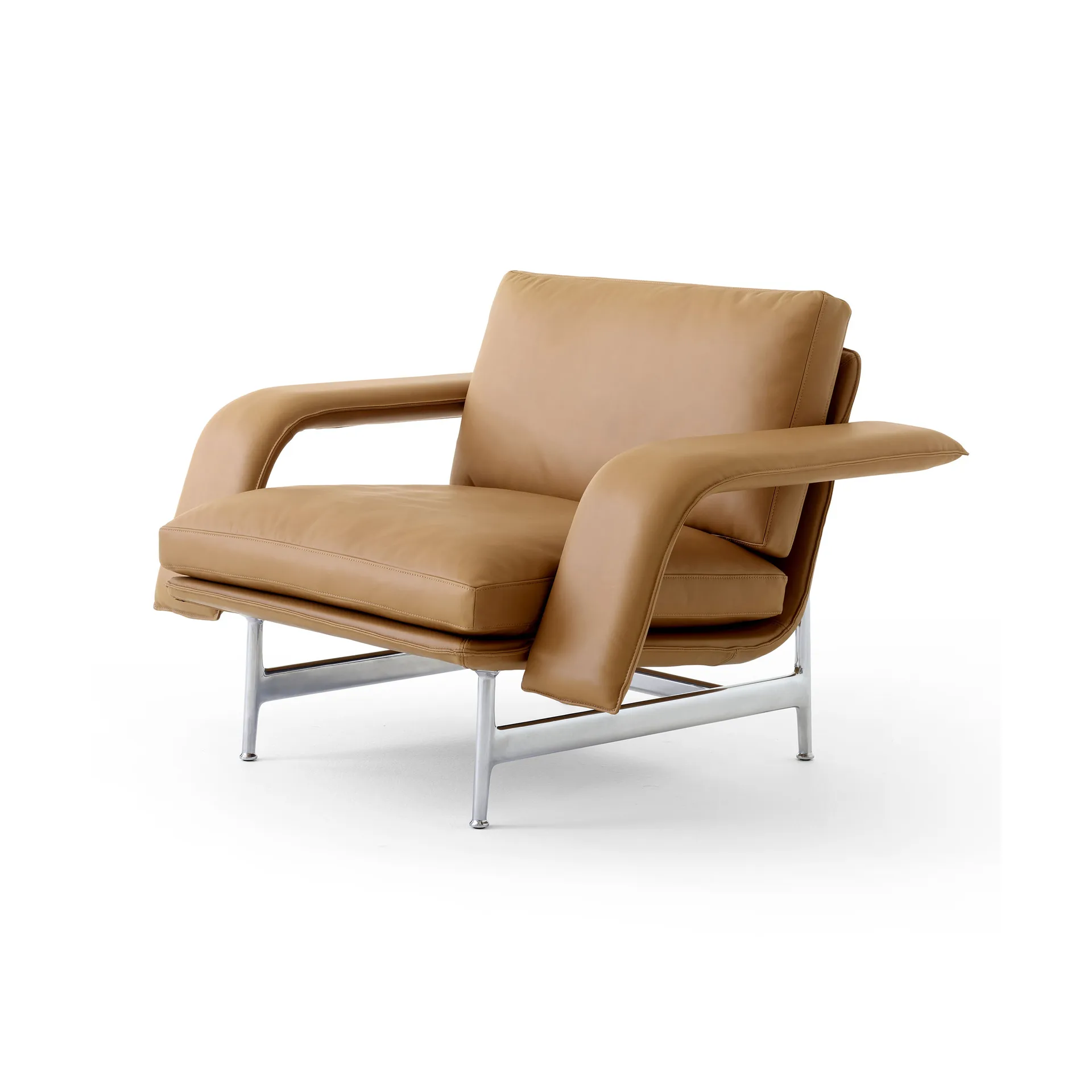 Sillón lounge Meantime AV29, Pol. aluminium-Noble leather cognac &Tradition