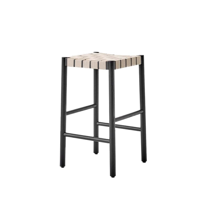 Taburete bar Betty TK7 - Black, asiento de banda de lino trenzada natural - &Tradition