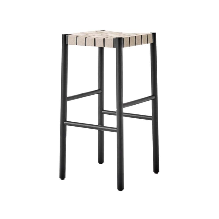 Taburete bar Betty TK8 - Black, asiento de banda de lino trenzada natural - &Tradition