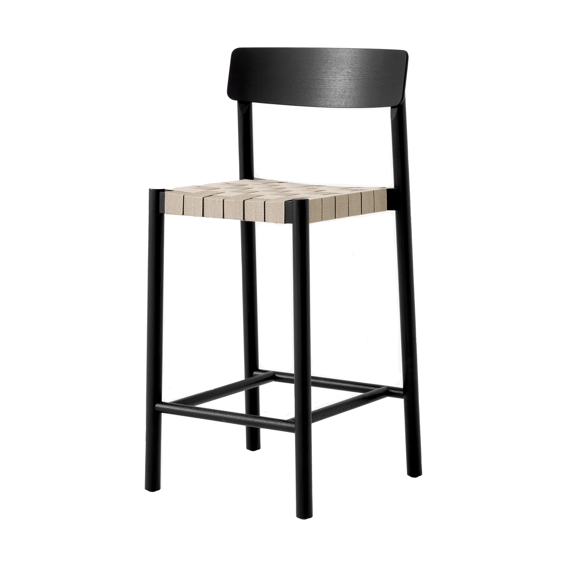 Taburete Betty TK12 Counter Chair 65 cm, Lino natural-fresno lacado negro &Tradition