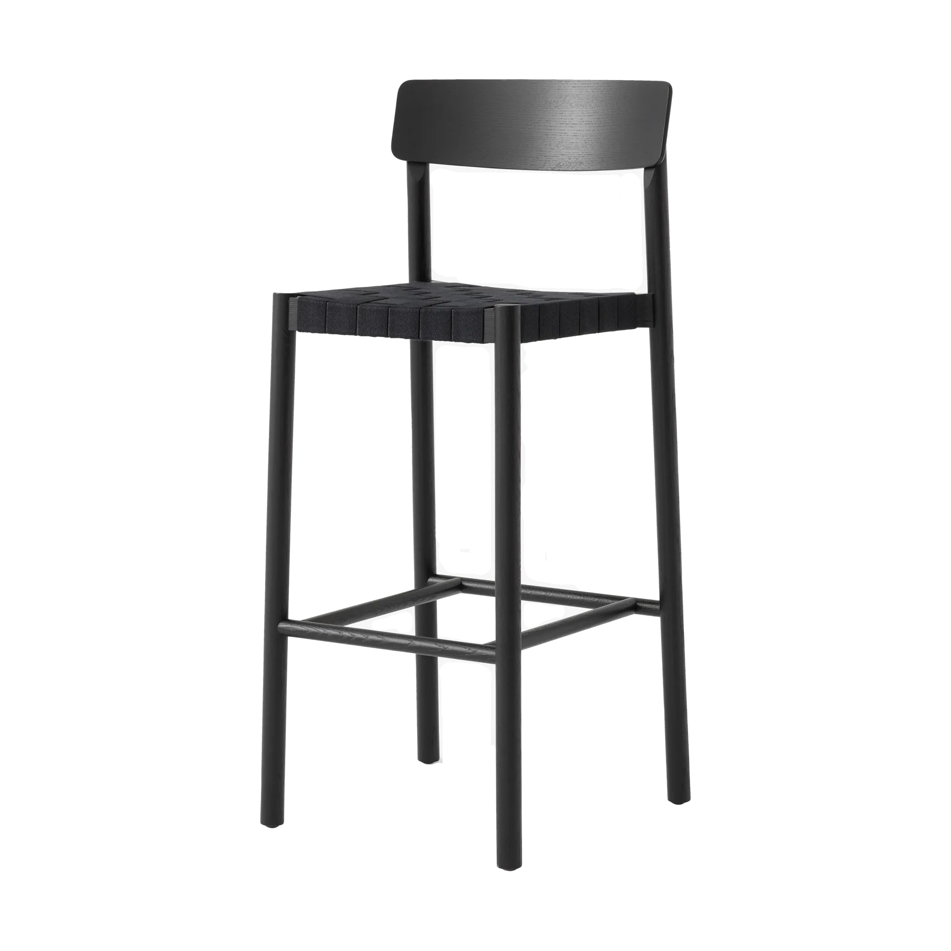 Taburete Betty TK15 Bar Chair 75 cm, Fresno lacado negro-lino negro &Tradition