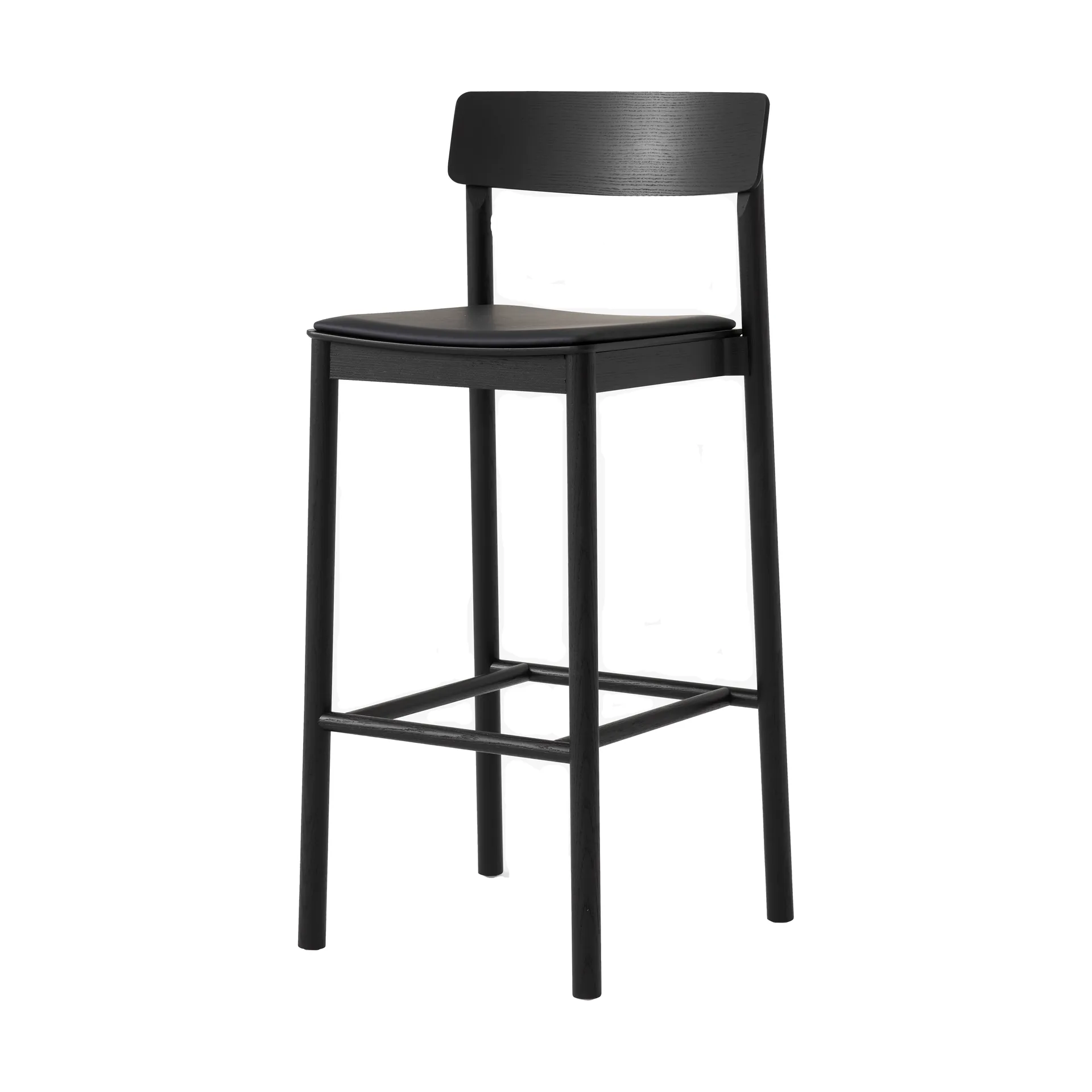 Taburete Betty TK17 Bar Chair 75 cm, Cuero negro Noble-fresno lacado negro &Tradition
