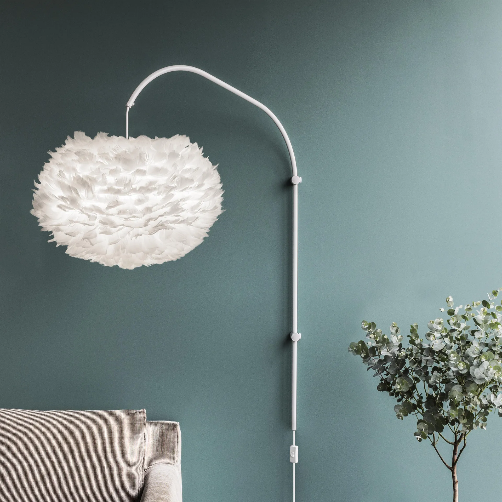 Colgador de lámpara de pared Willow simple, blanco Umage