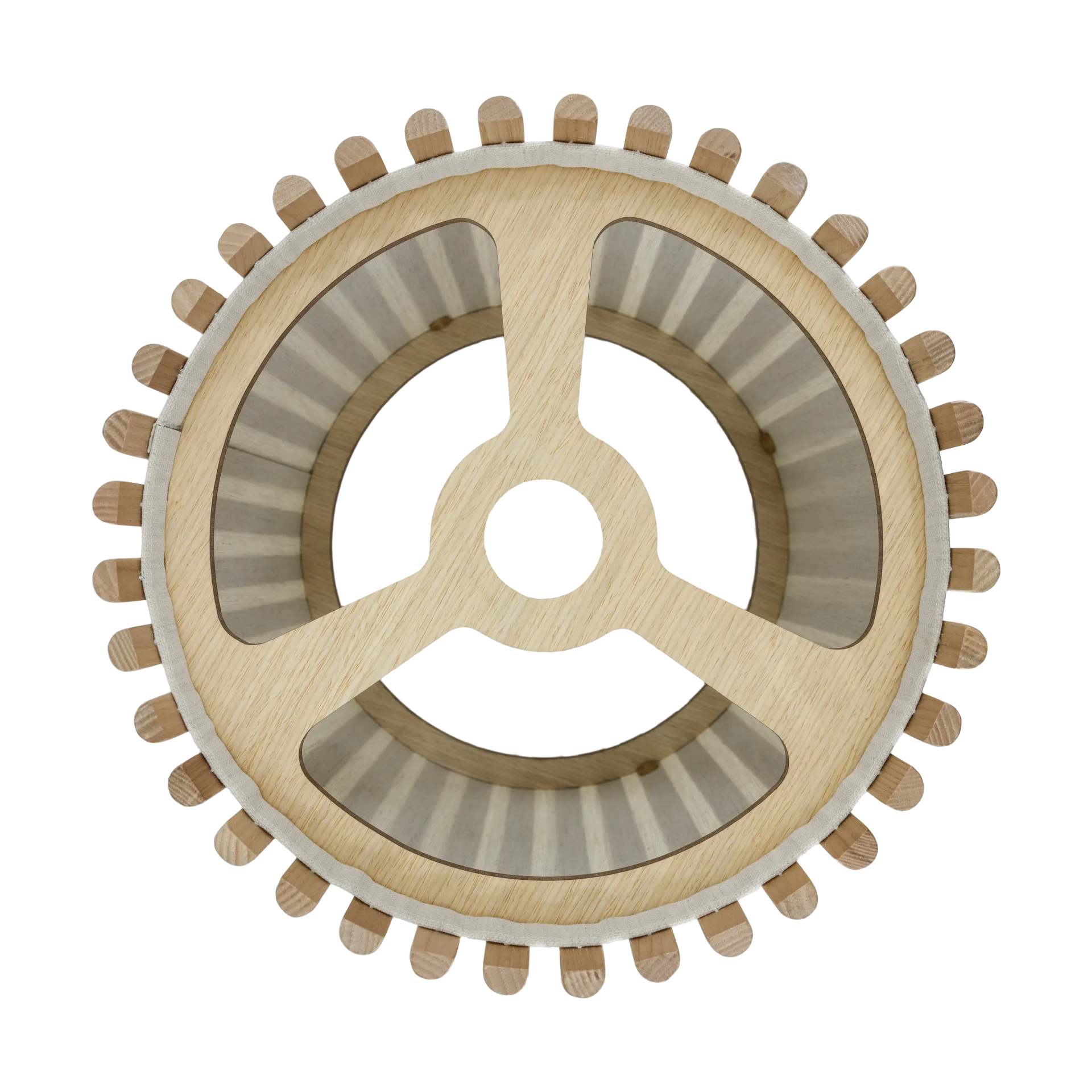 Lámpara colgante Komorebi mediana, Circular roble-Negro Umage