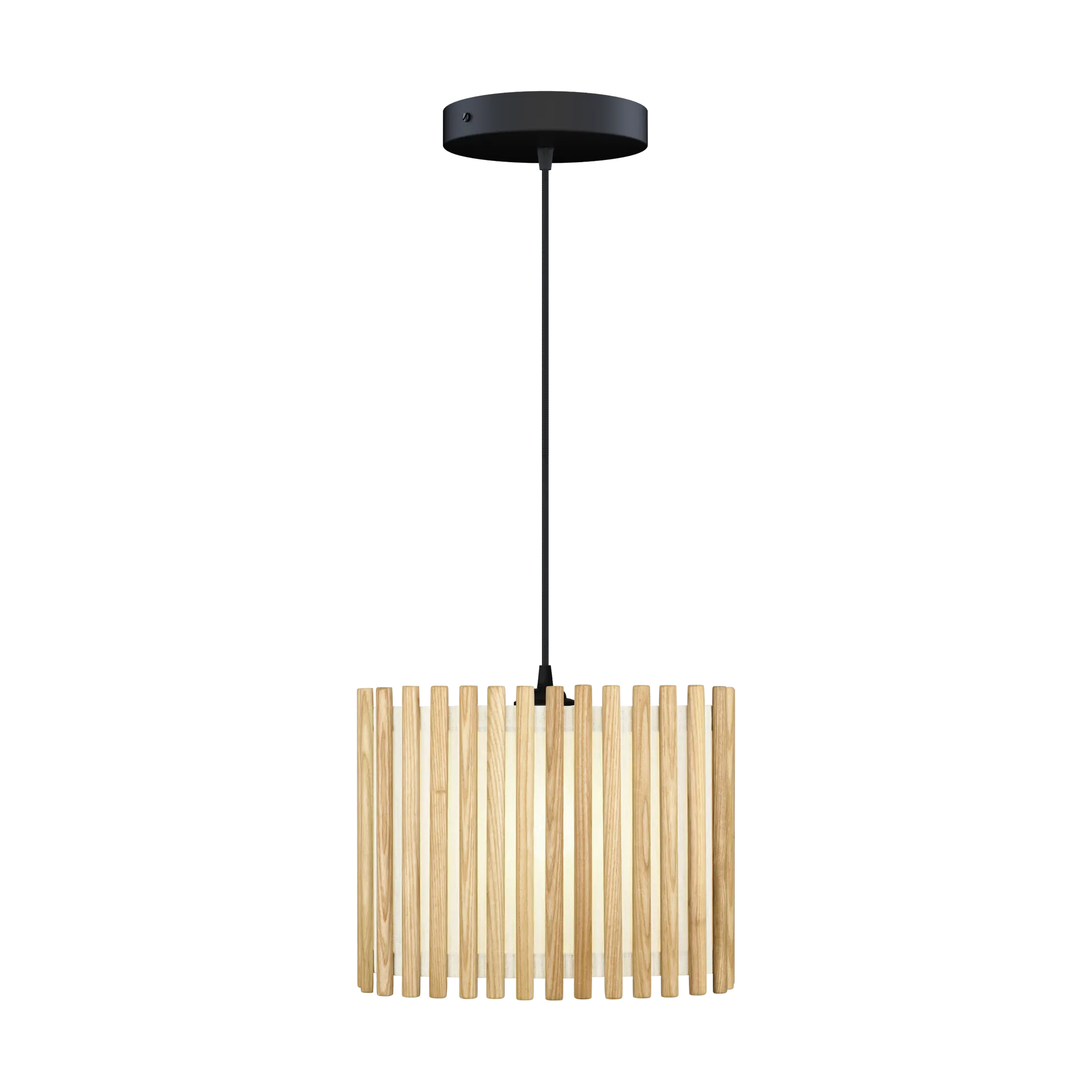 Lámpara colgante Komorebi mediana, Rectangular roble-Negro Umage