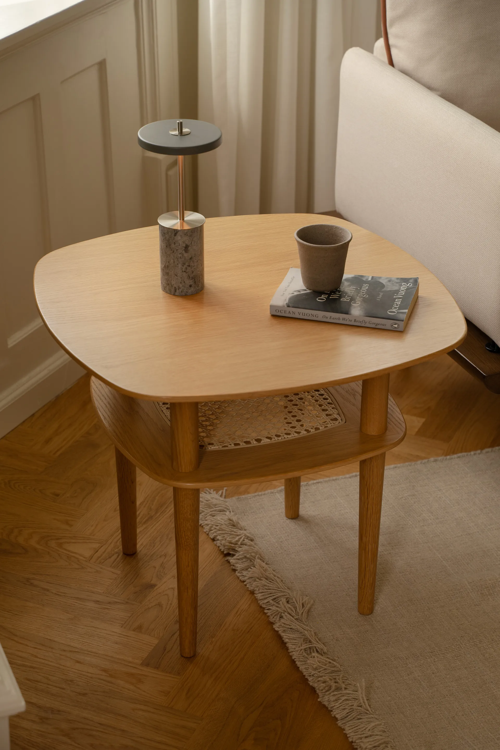 Lámpara de mesa Asteria Move Mini Ø12x25,5 cm, Mármol gris-Latón Umage