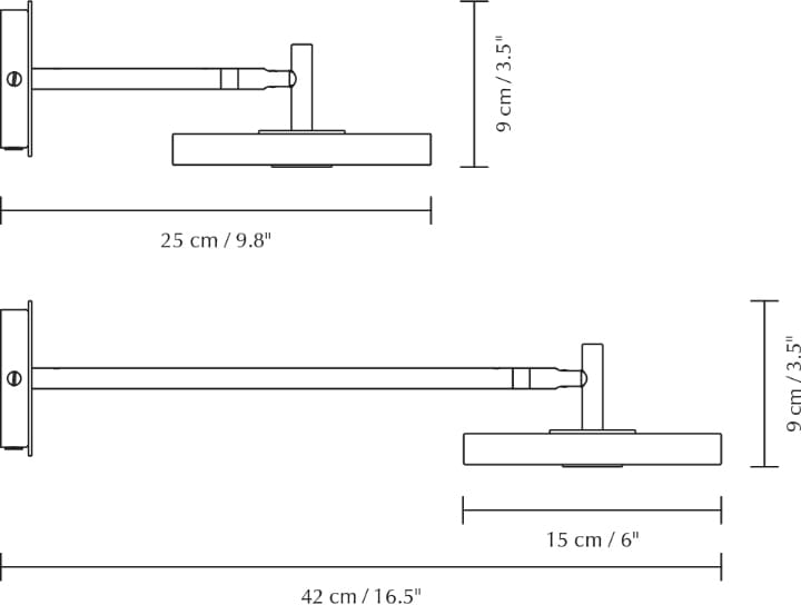Lámpara de pared Asteria Wall long, Black Umage