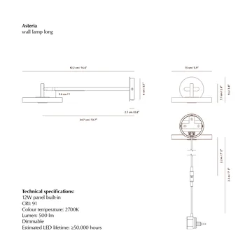 Lámpara de pared Asteria Wall - Long, Nuance rose-chrome - Umage