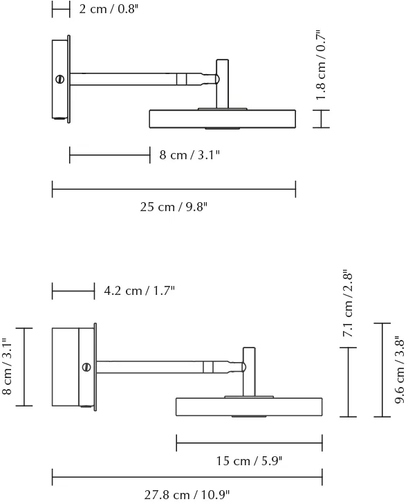 Lámpara de pared Asteria Wall short, Black Umage