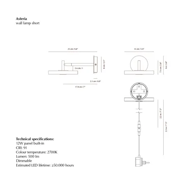 Lámpara de pared Asteria Wall - Short, Nuance mist-chrome - Umage