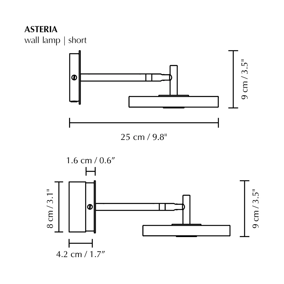Lámpara de pared Asteria Wall, Short, Polished brass Umage