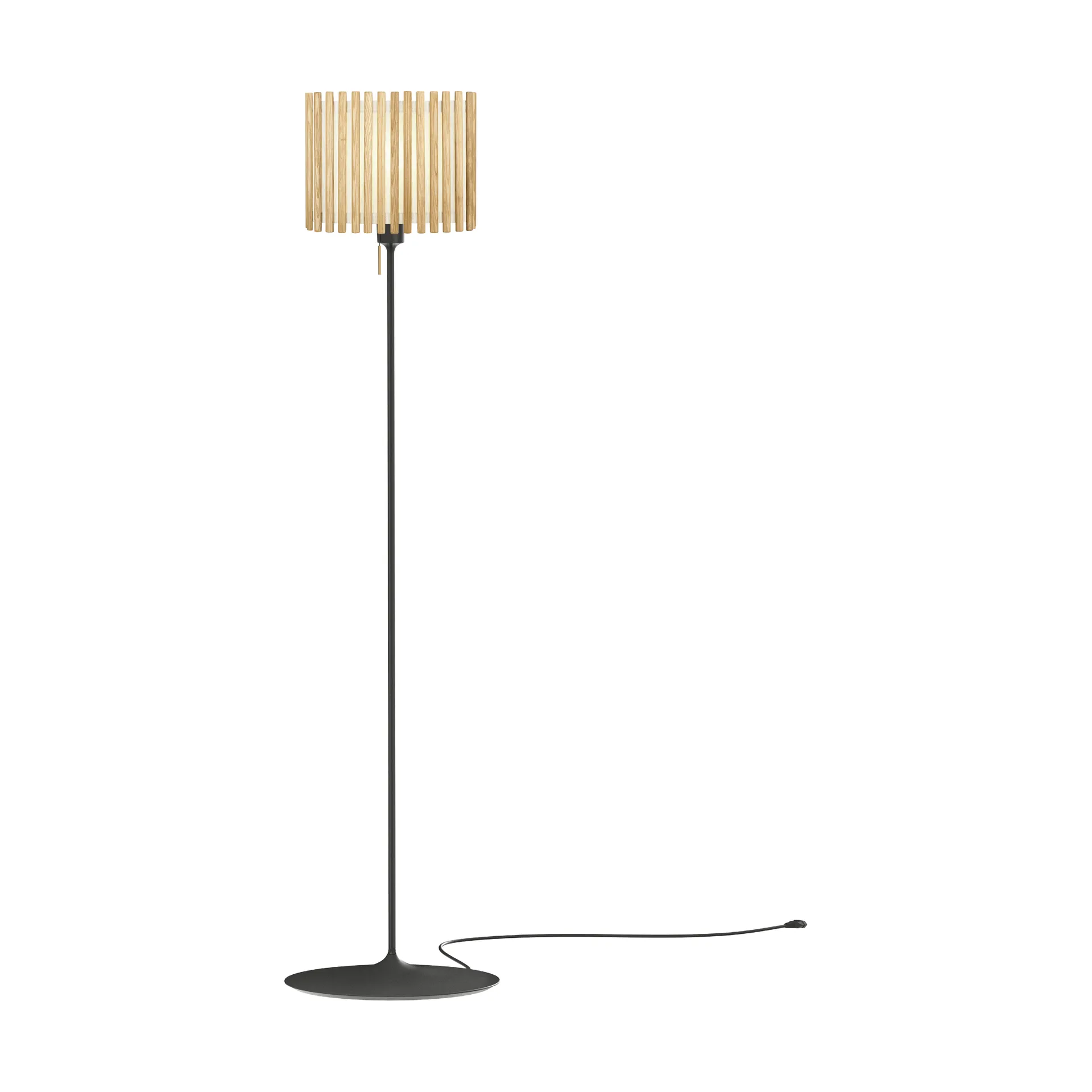 Lámpara de pie Komorebi mediana, Rectangular roble-Negro Umage