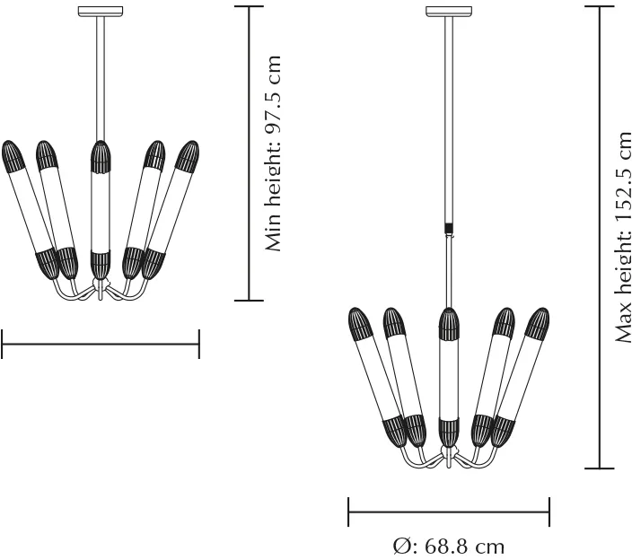 Lámpara de techo Lemon Squeeze Penta short, Polished steel Umage