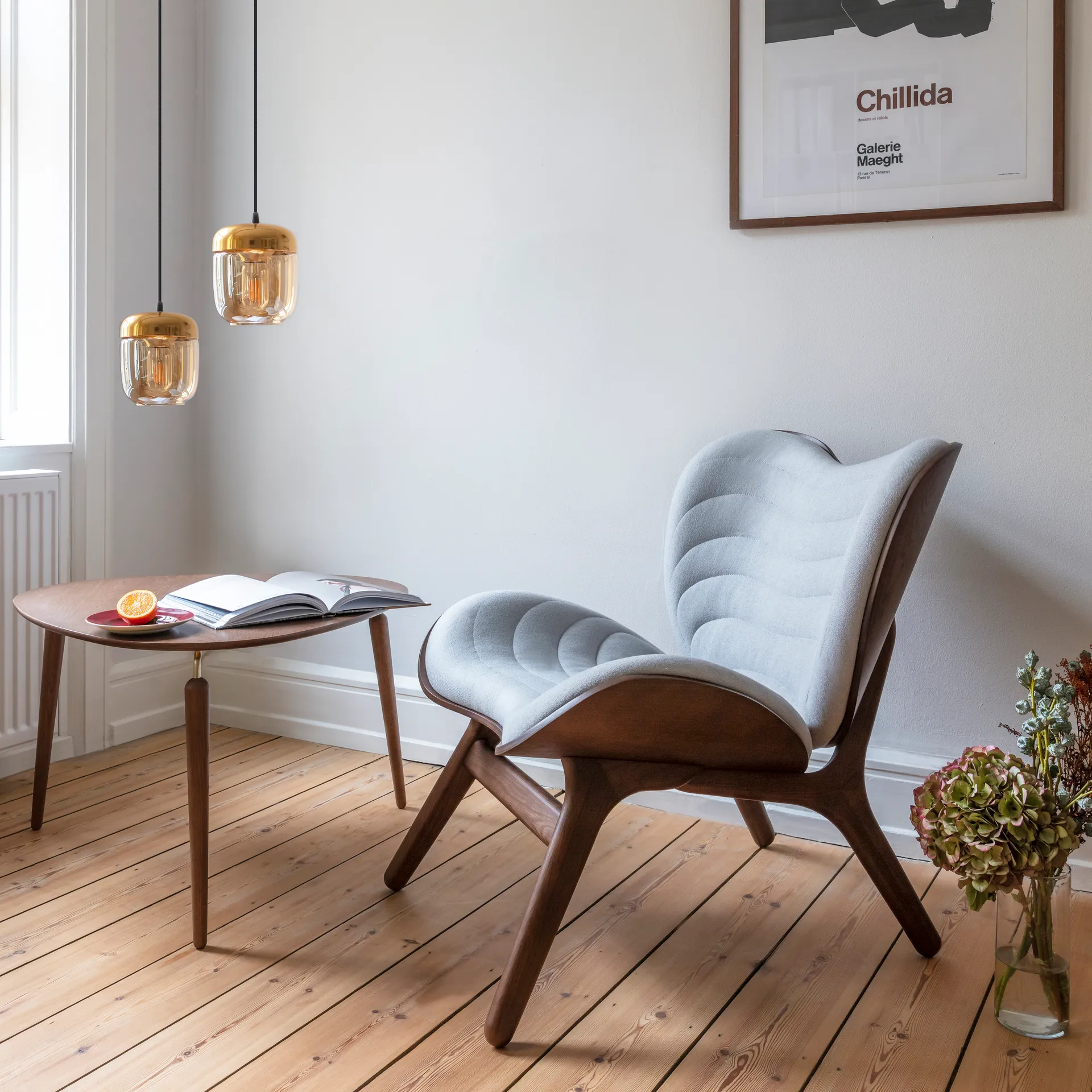 Pantalla de lámpara Acorn ámbar, latón pulido-ámbar Umage