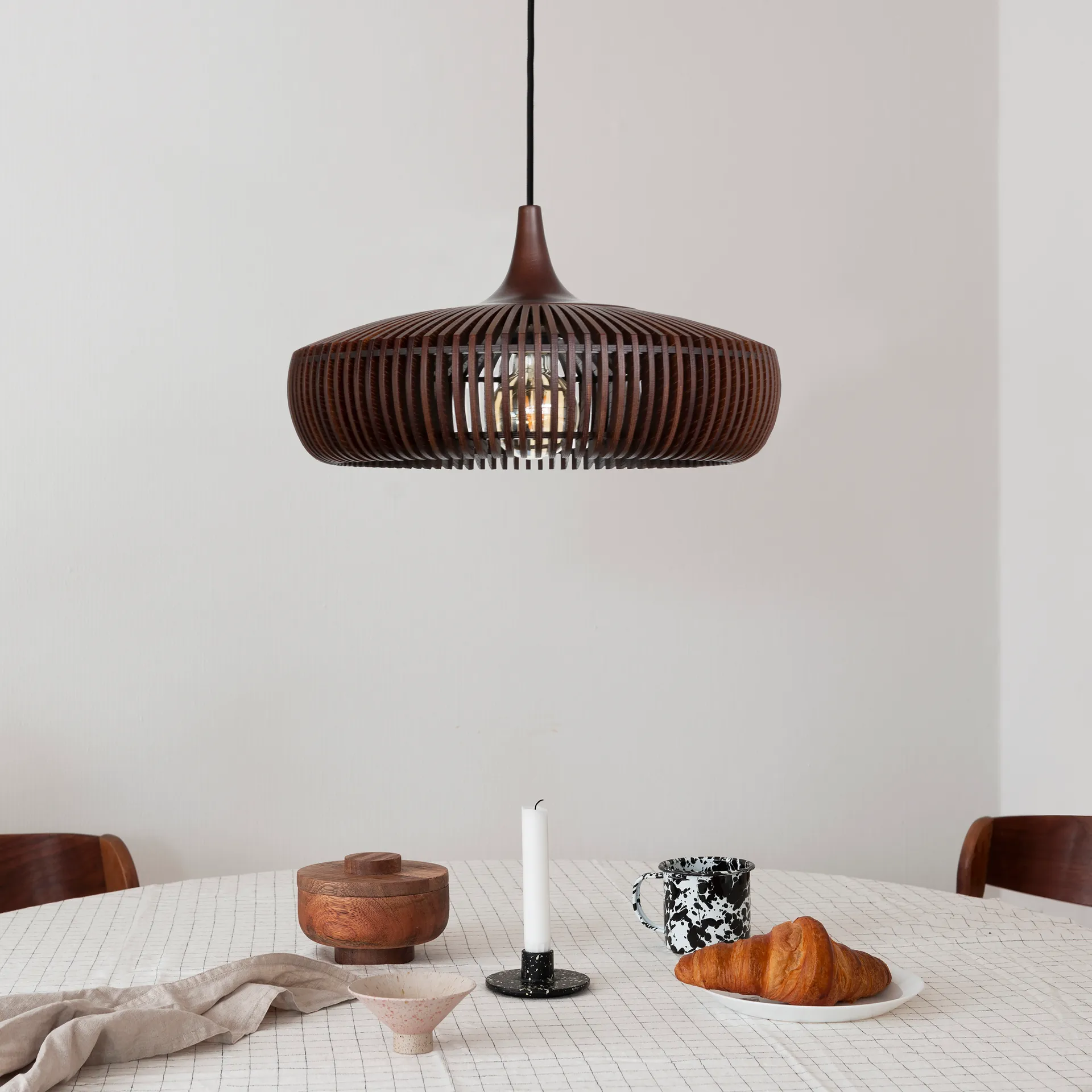 Pantalla de lámpara Clava Dine Wood Ø43 cm, Dark oak Umage