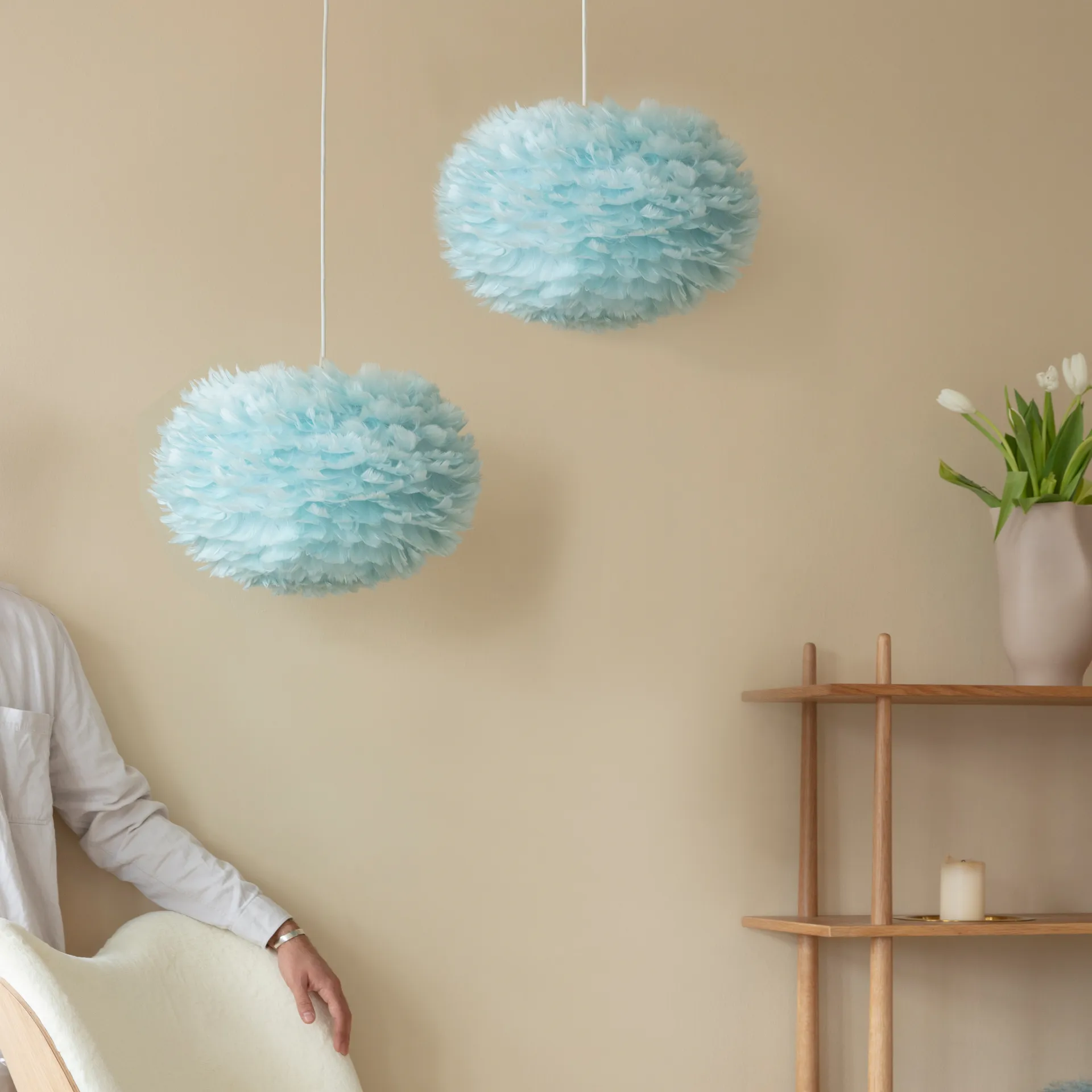 Pantalla de lámpara Eos azul claro, Medium ø45 cm Umage