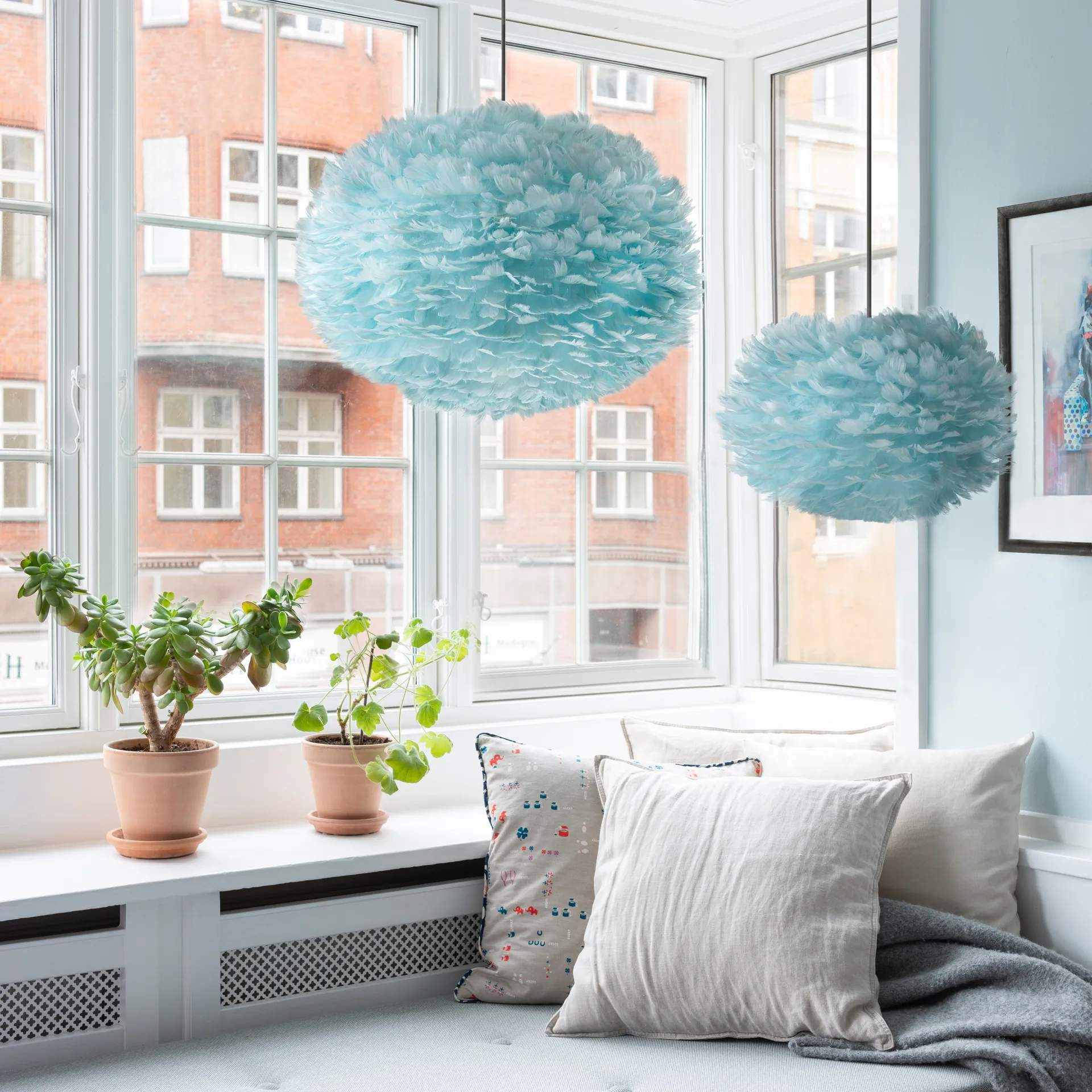 Pantalla de lámpara Eos azul claro, Medium ø45 cm Umage