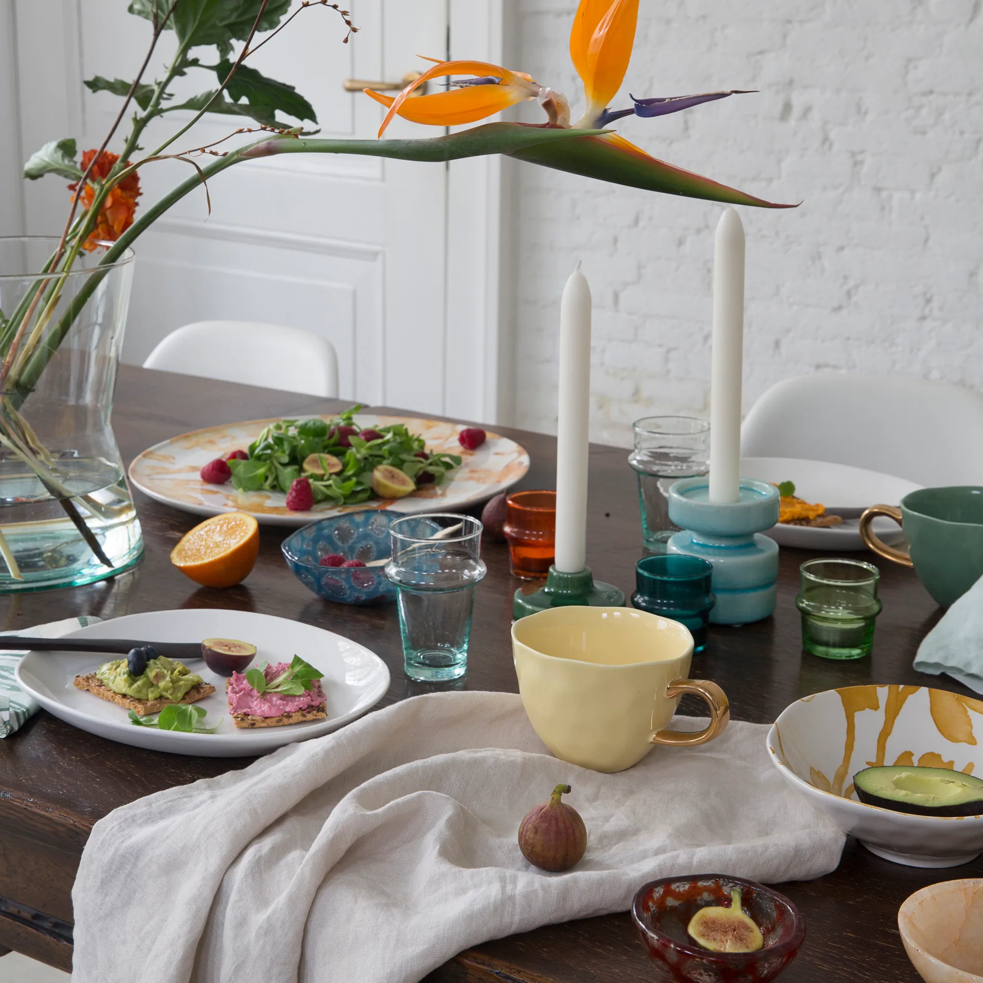 Vaso para beber vidrio reciclado pequeño, transparente-verde URBAN NATURE CULTURE