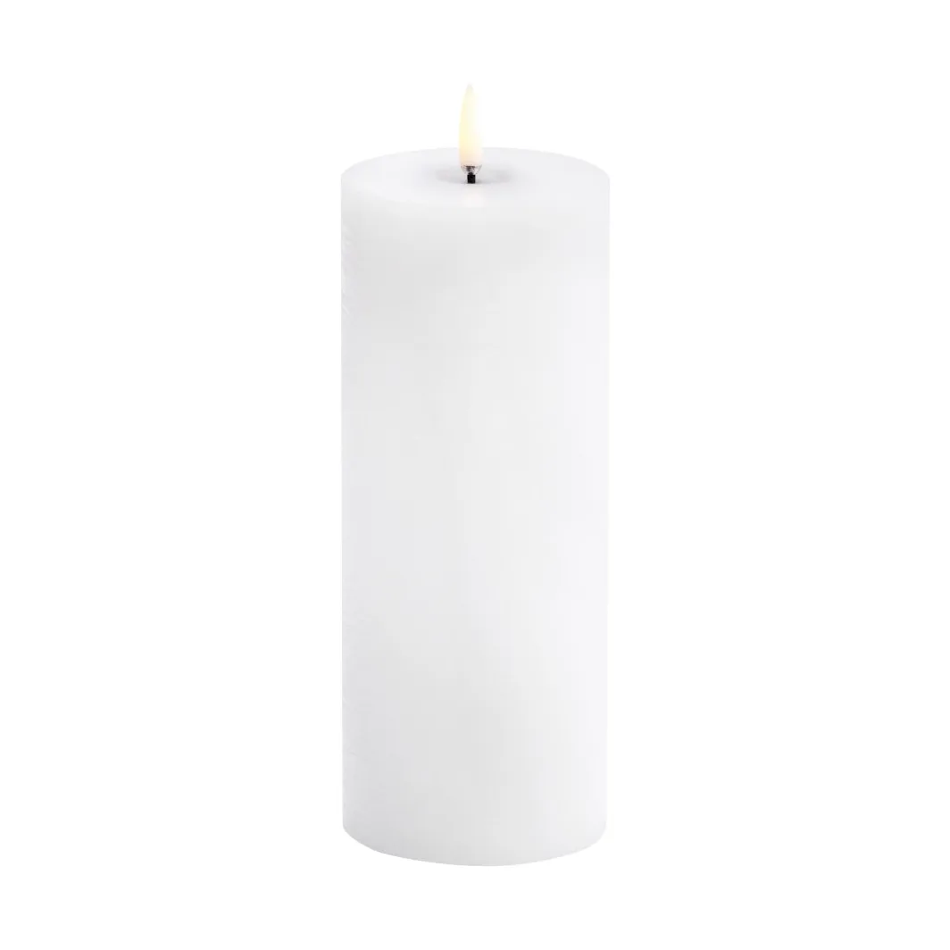 Vela gruesa Uyuni LED melted, Blanco rústico, Ø7,8x20 cm Uyuni Lighting