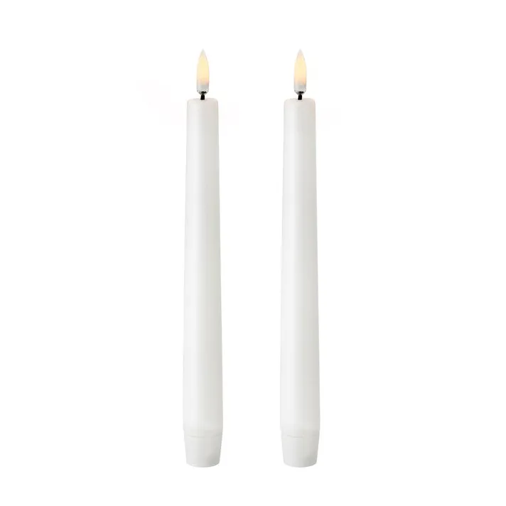 Velas cónicas Uyuni LED blancas, 2-pack, 20,5 cm Uyuni Lighting
