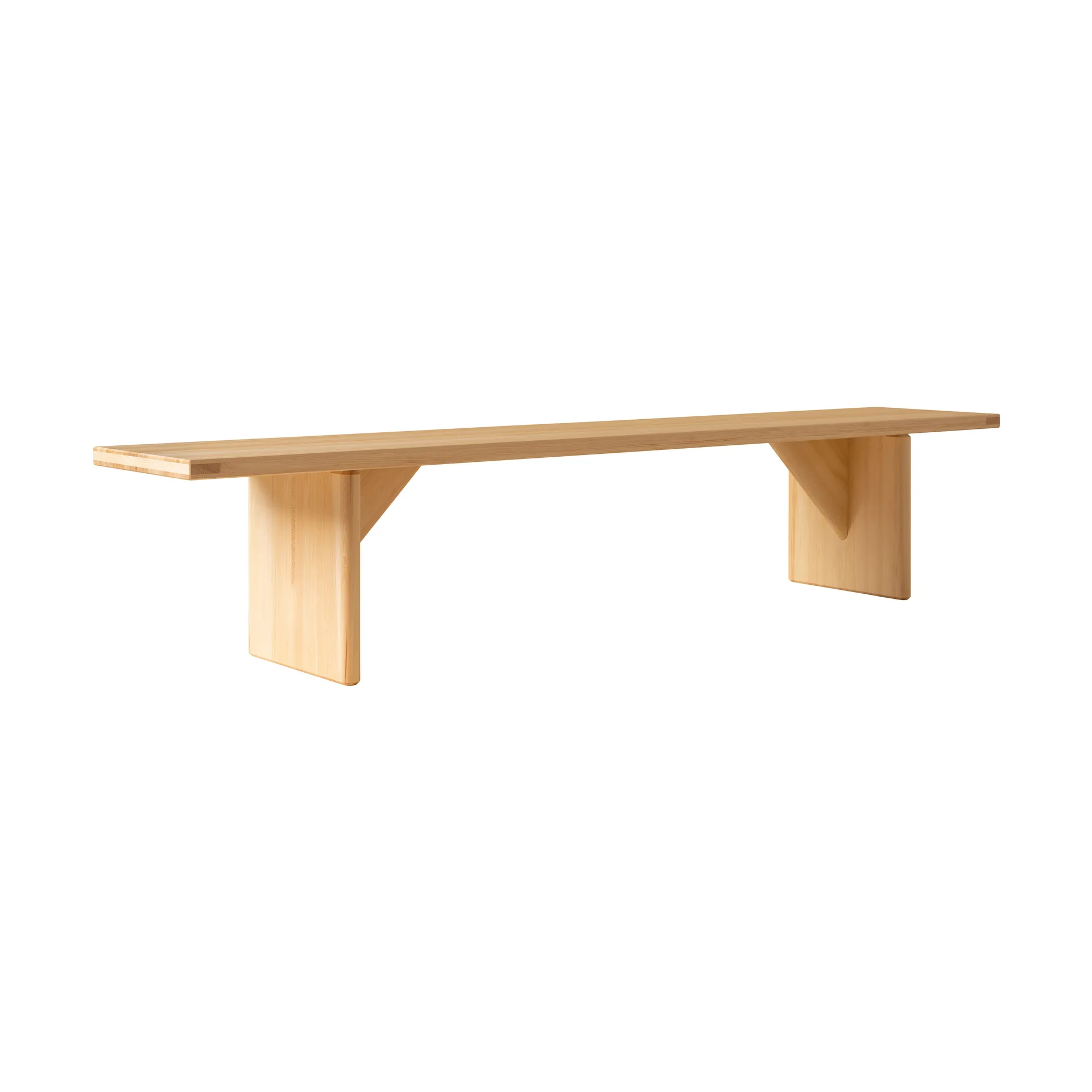 Banco 012 Kolmio Bench, Pino aceitado y encerado mate, 227×42×45 cm Vaarnii