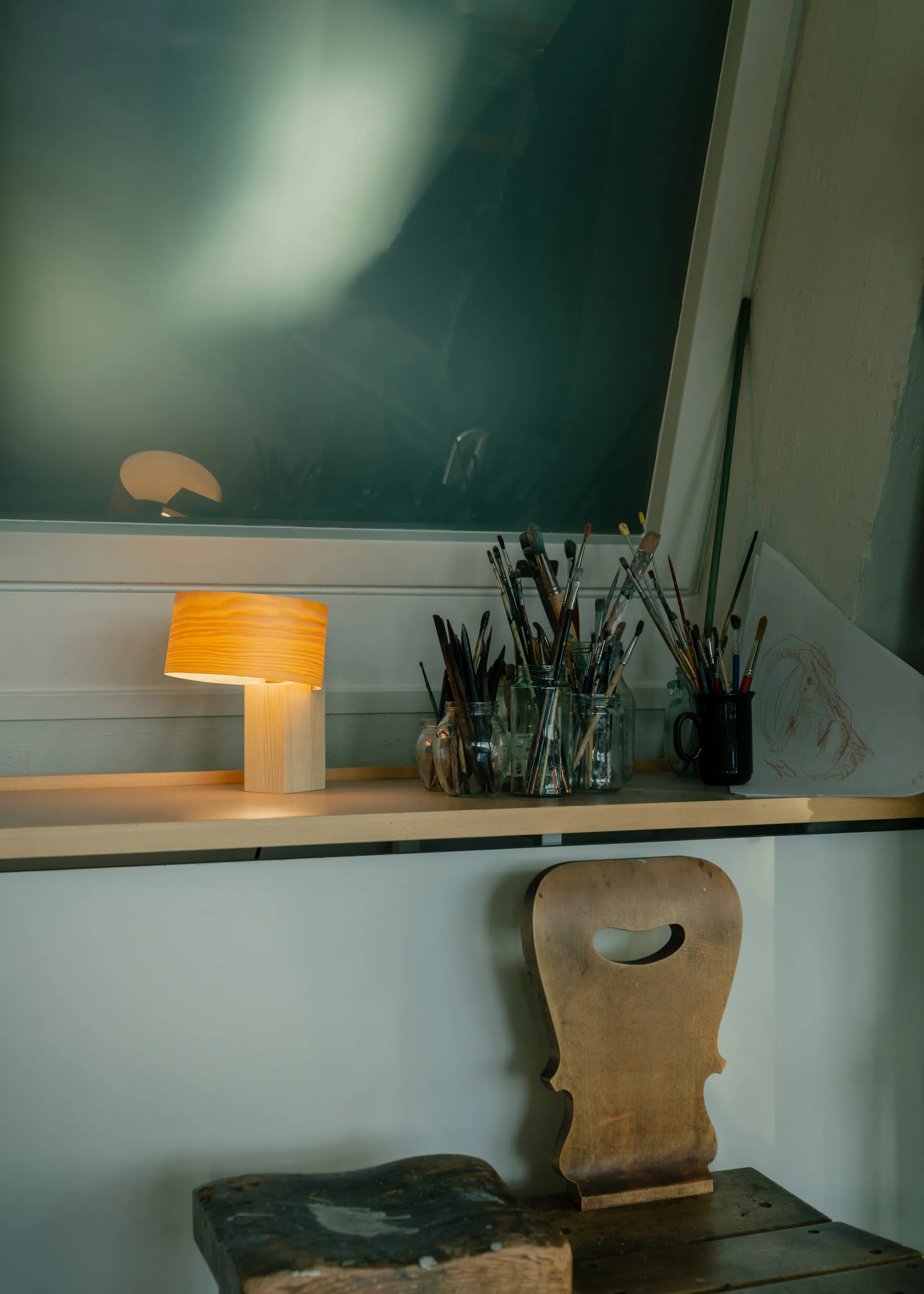 Lámpara de mesa 018 Hoop Table Lamp, Pino aceitado y encerado mate, 23 cm Vaarnii