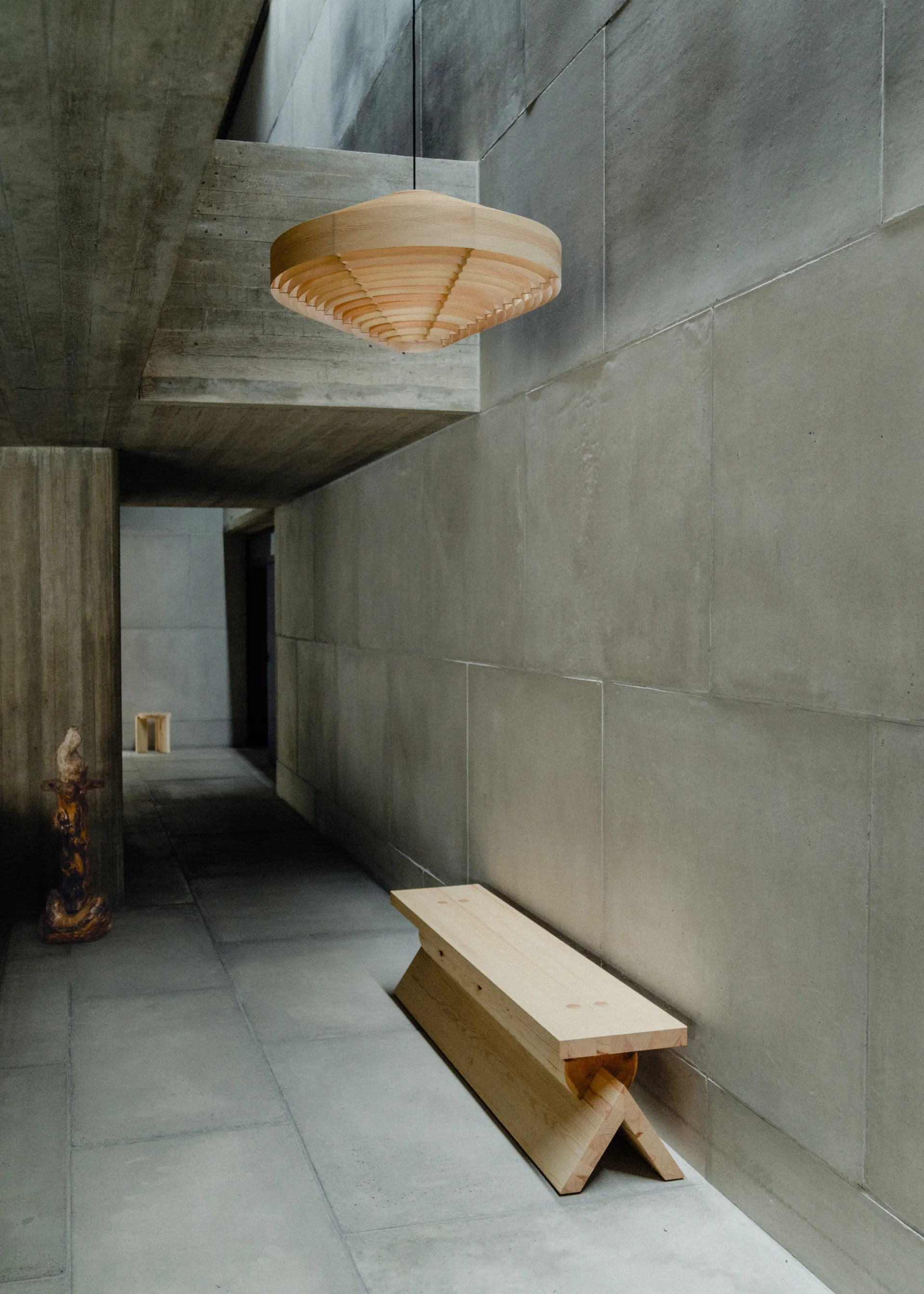 Lámpara de techo 1003 Hans Pendant, Pino aceitado y encerado mate, XL Ø90 cm Vaarnii