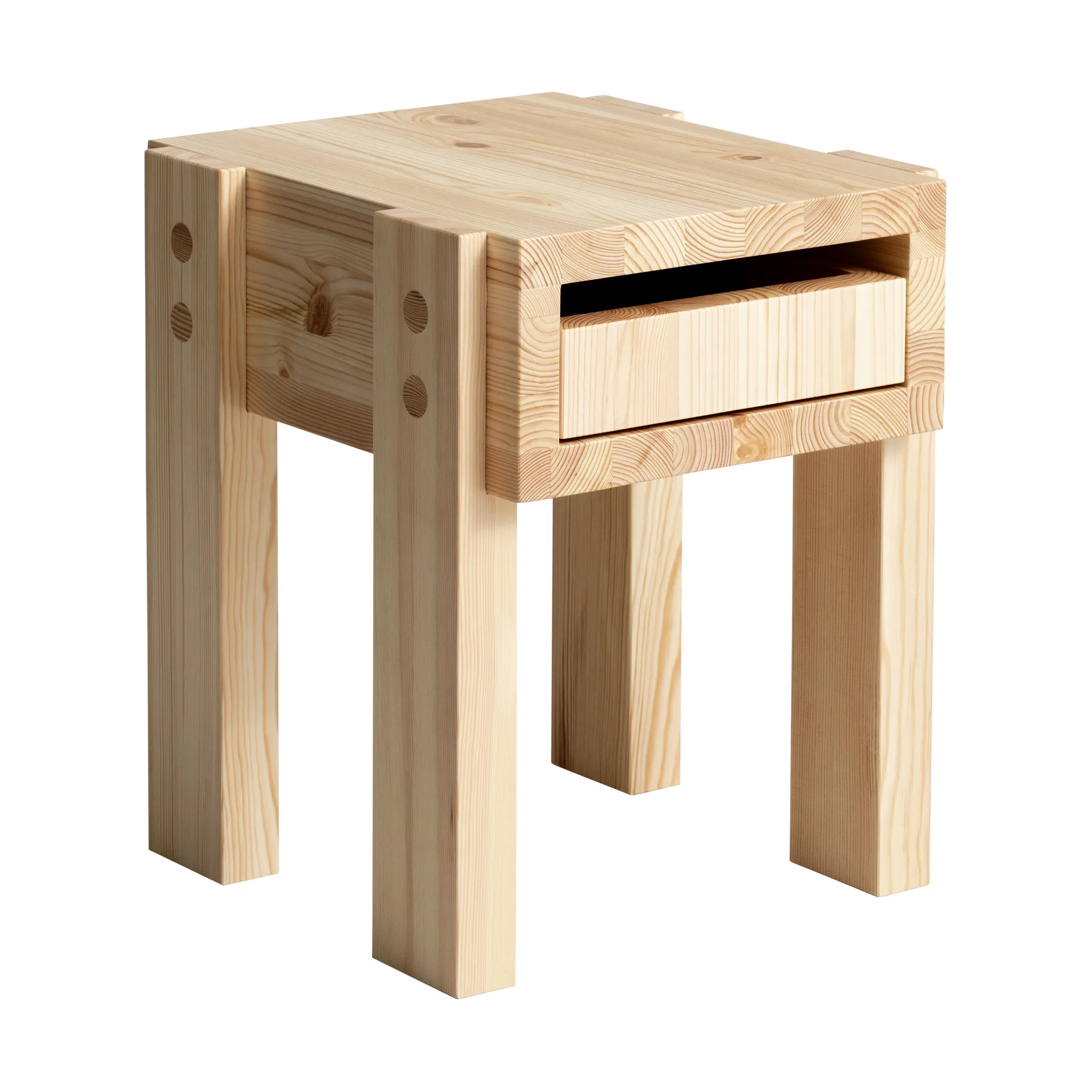 Mesa auxiliar 003 Stilts Side Table, Pino aceitado y encerado mate 40x36x45 cm Vaarnii