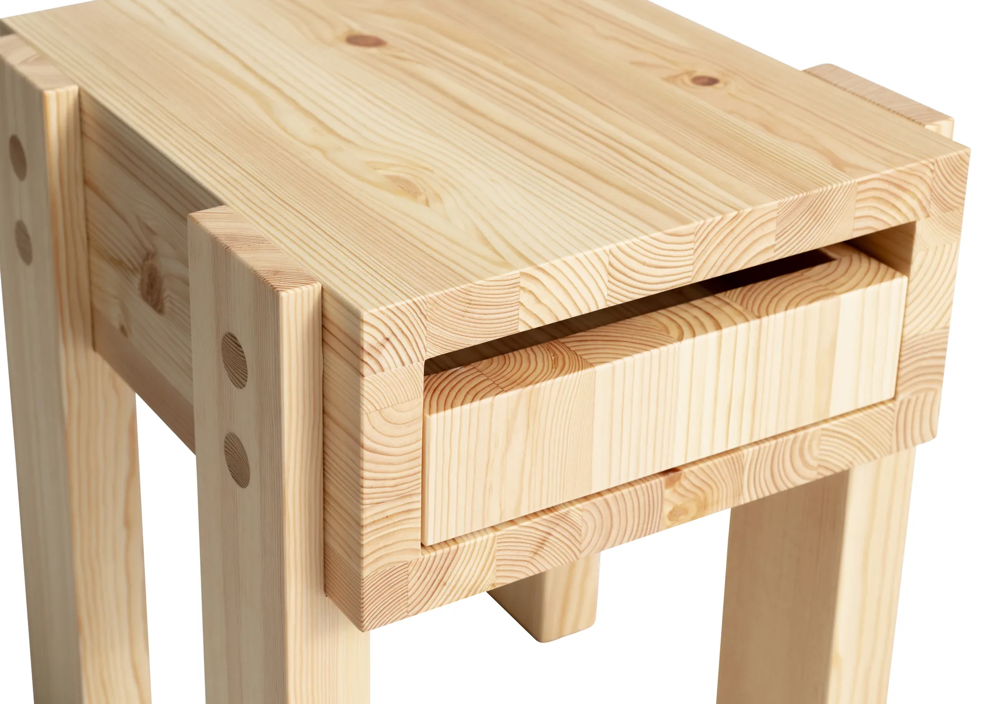 Mesa auxiliar 003 Stilts Side Table, Pino aceitado y encerado mate 40x36x45 cm Vaarnii