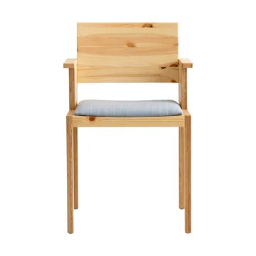 Sillón con reposabrazos 016 Maasto Dining Armchair - Pino aceitado y encerado mate, asiento tapizado en gris - Vaarnii