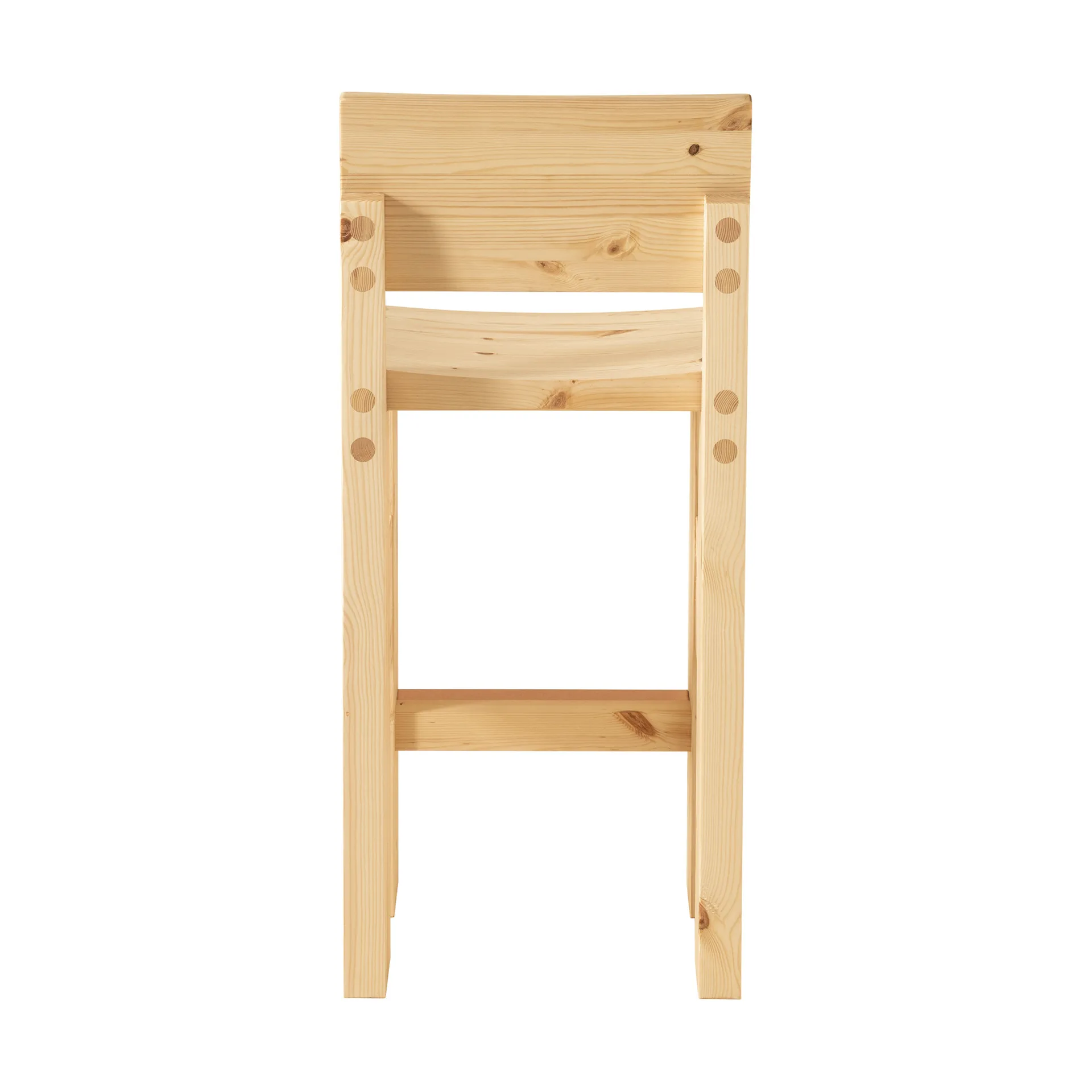 Taburete 001 Bar Stool, Pino aceitado y encerado mate, 65 cm Vaarnii