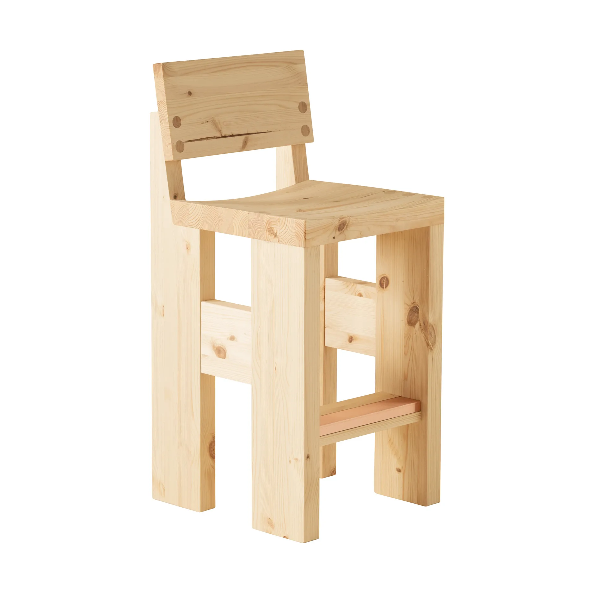 Taburete 001 Bar Stool, Pino aceitado y encerado mate, 65 cm Vaarnii