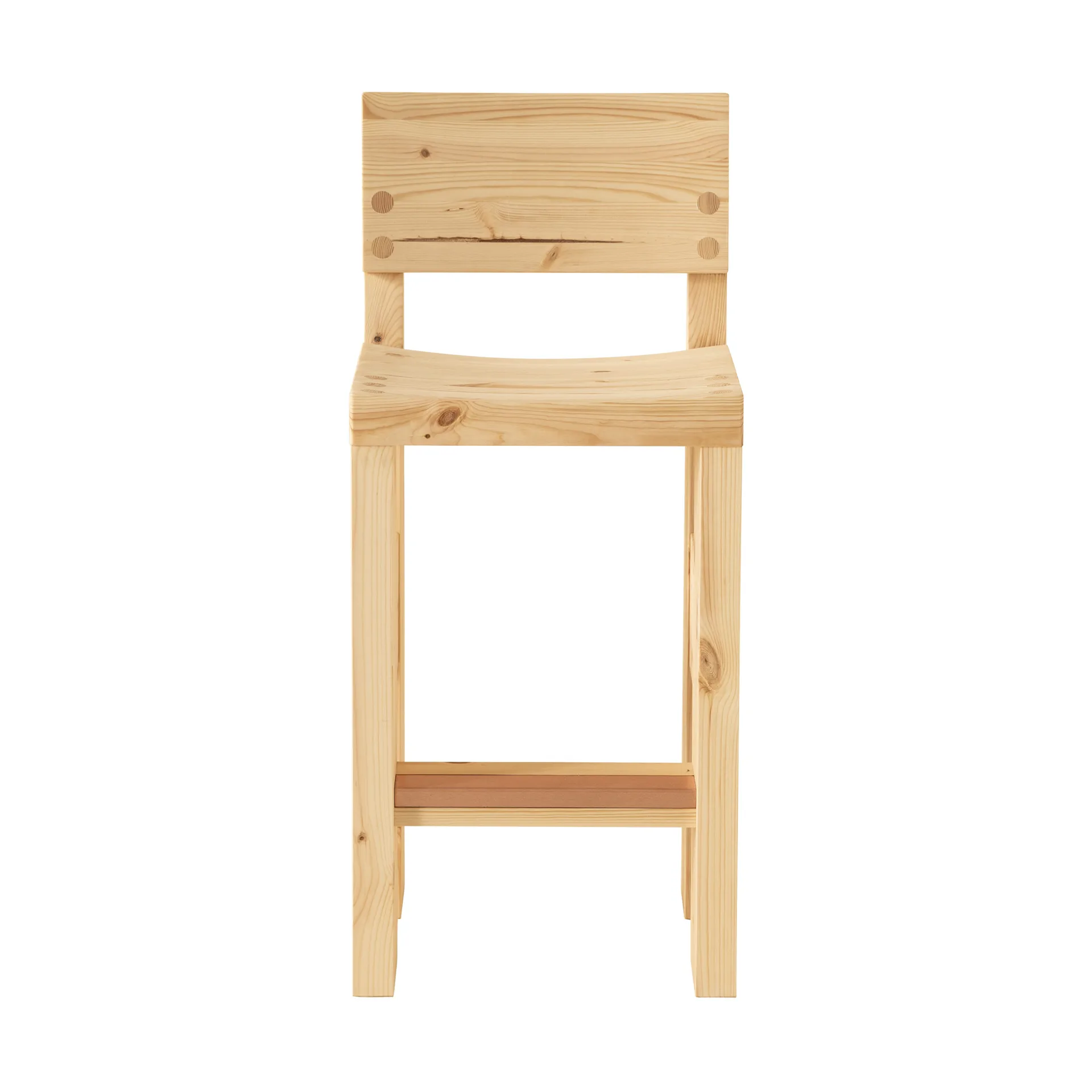 Taburete 001 Bar Stool, Pino aceitado y encerado mate, 65 cm Vaarnii