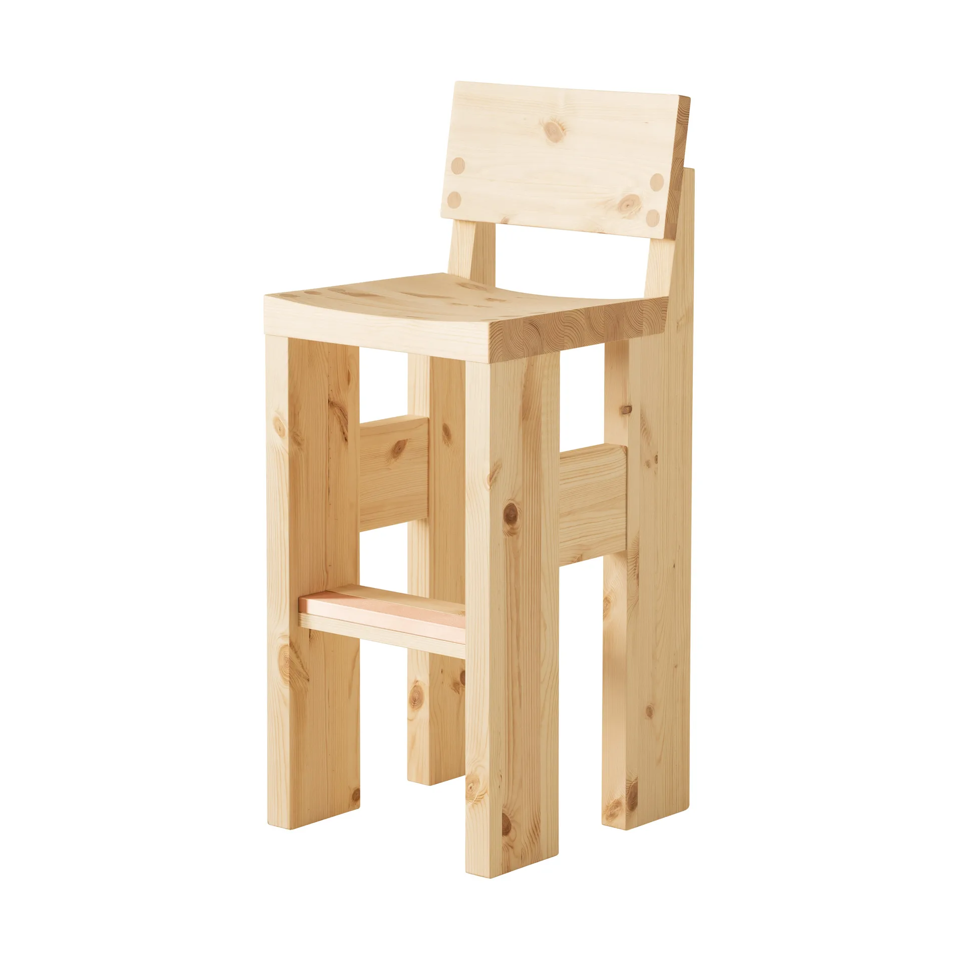 Taburete 001 Bar Stool, Pino aceitado y encerado mate, 75 cm Vaarnii