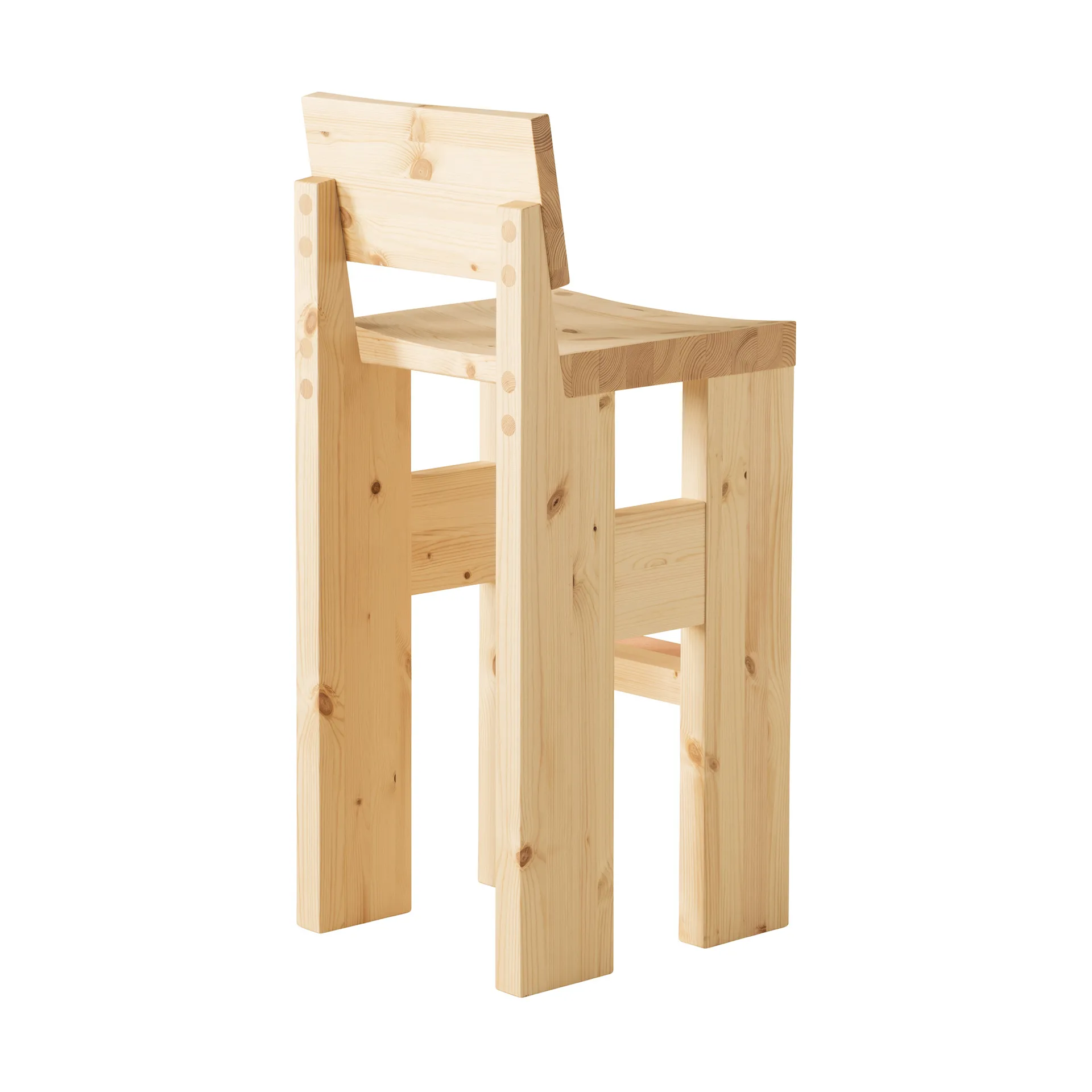 Taburete 001 Bar Stool, Pino aceitado y encerado mate, 75 cm Vaarnii