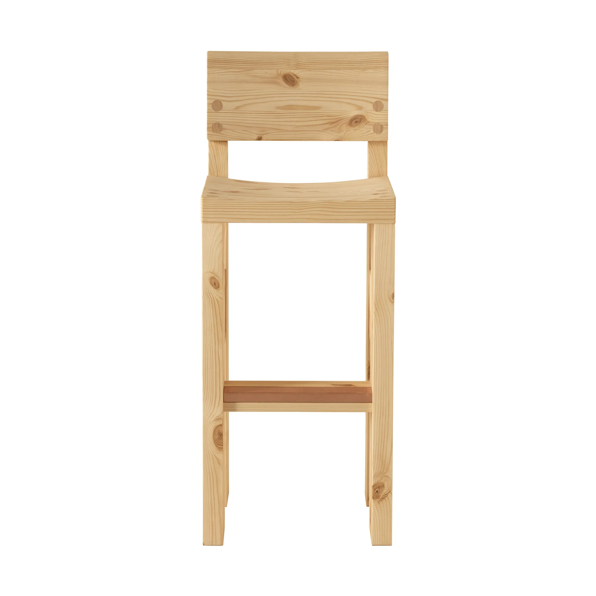 Taburete 001 Bar Stool, Pino aceitado y encerado mate, 75 cm Vaarnii