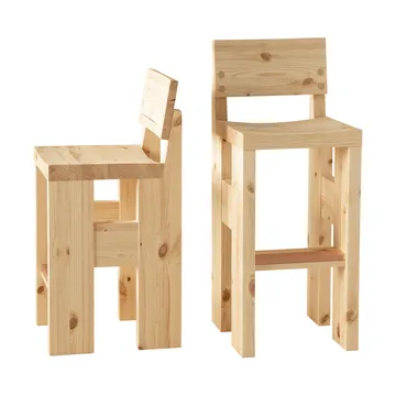 Taburete 001 Bar Stool - Pino aceitado y encerado mate, 75 cm - Vaarnii