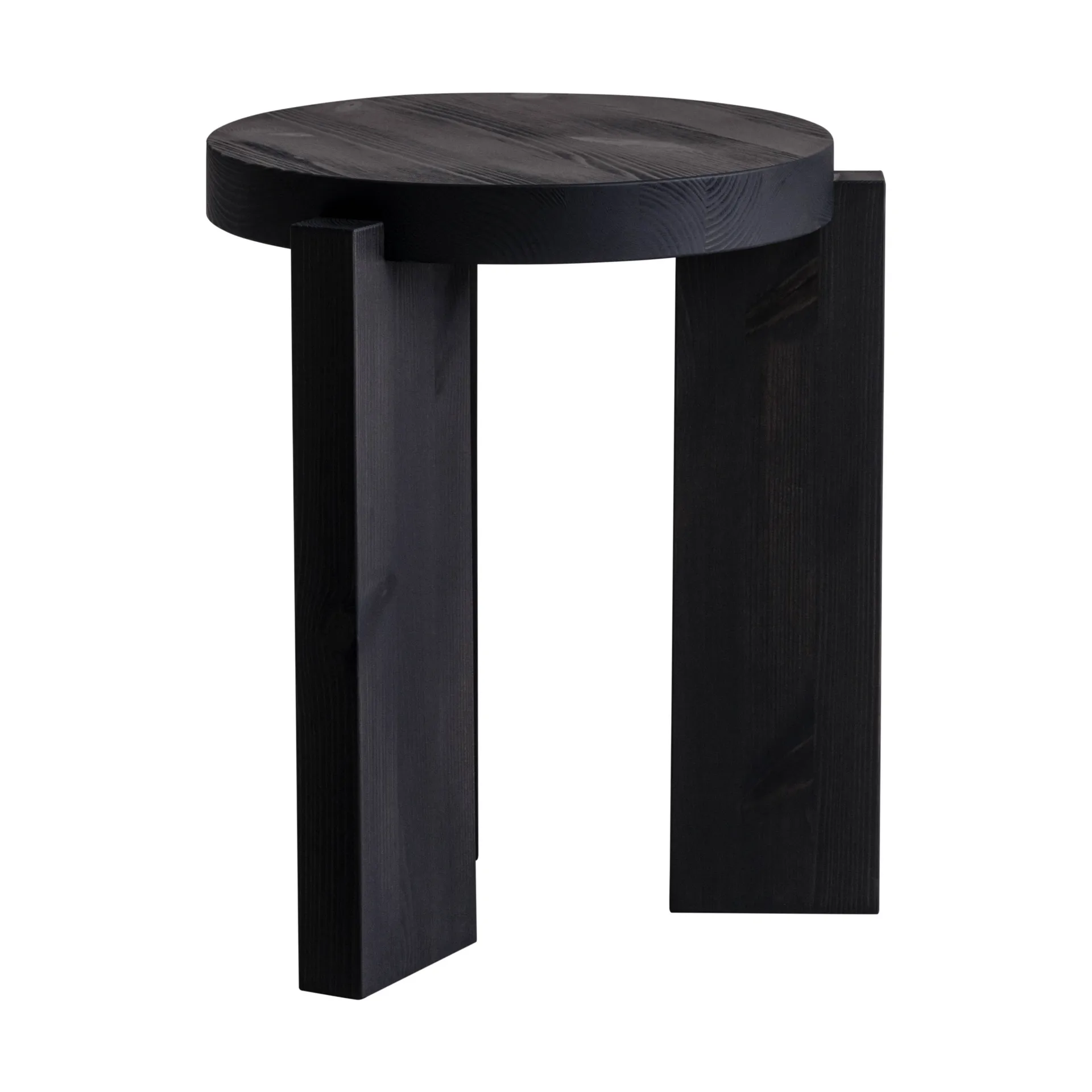 Taburete 001 Stool, Pino con tinte negro, Ø40×44 cm Vaarnii